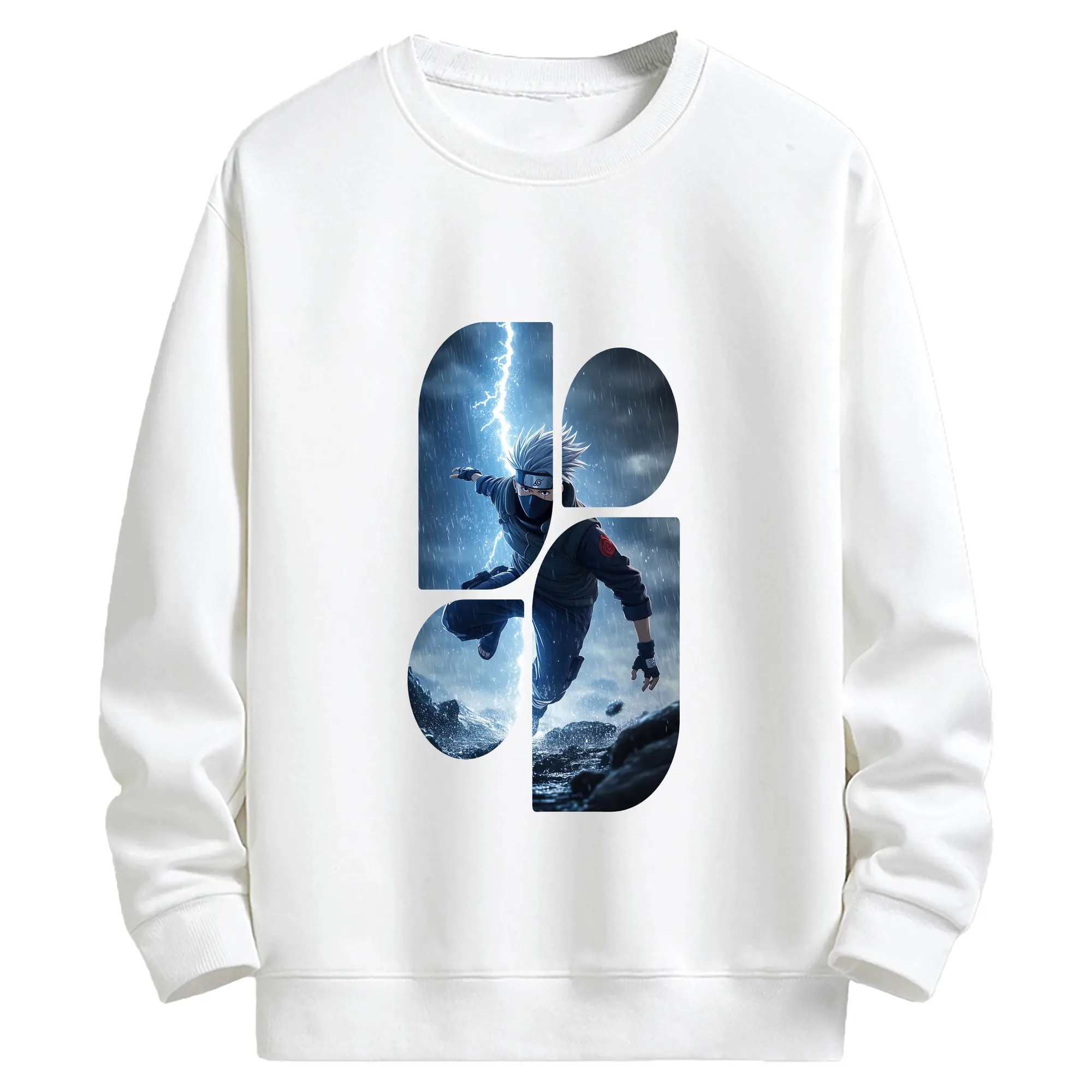 ナルト グッズ はたけ カカシ - キッズ クルーネックスウェットシャツ ・ フロントプリント ・ 綿80％ ポリエステル20％ ・ 快適 通学 スポーツ 日常使い お散歩用