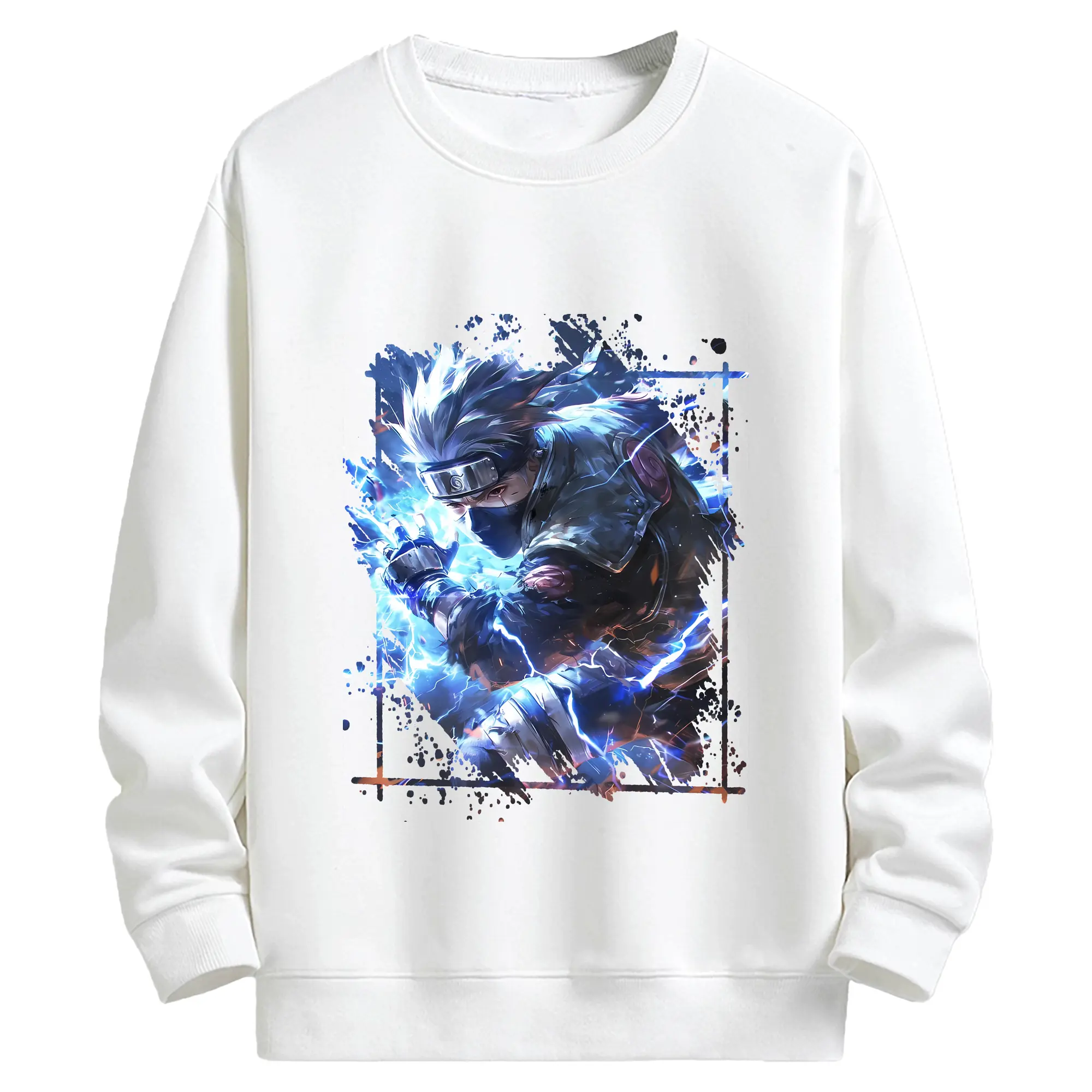 ナルト グッズ はたけ カカシ - キッズ クルーネックスウェットシャツ ・ フロントプリント ・ 綿80％ ポリエステル20％ ・ 快適 通学 スポーツ 日常使い お散歩用