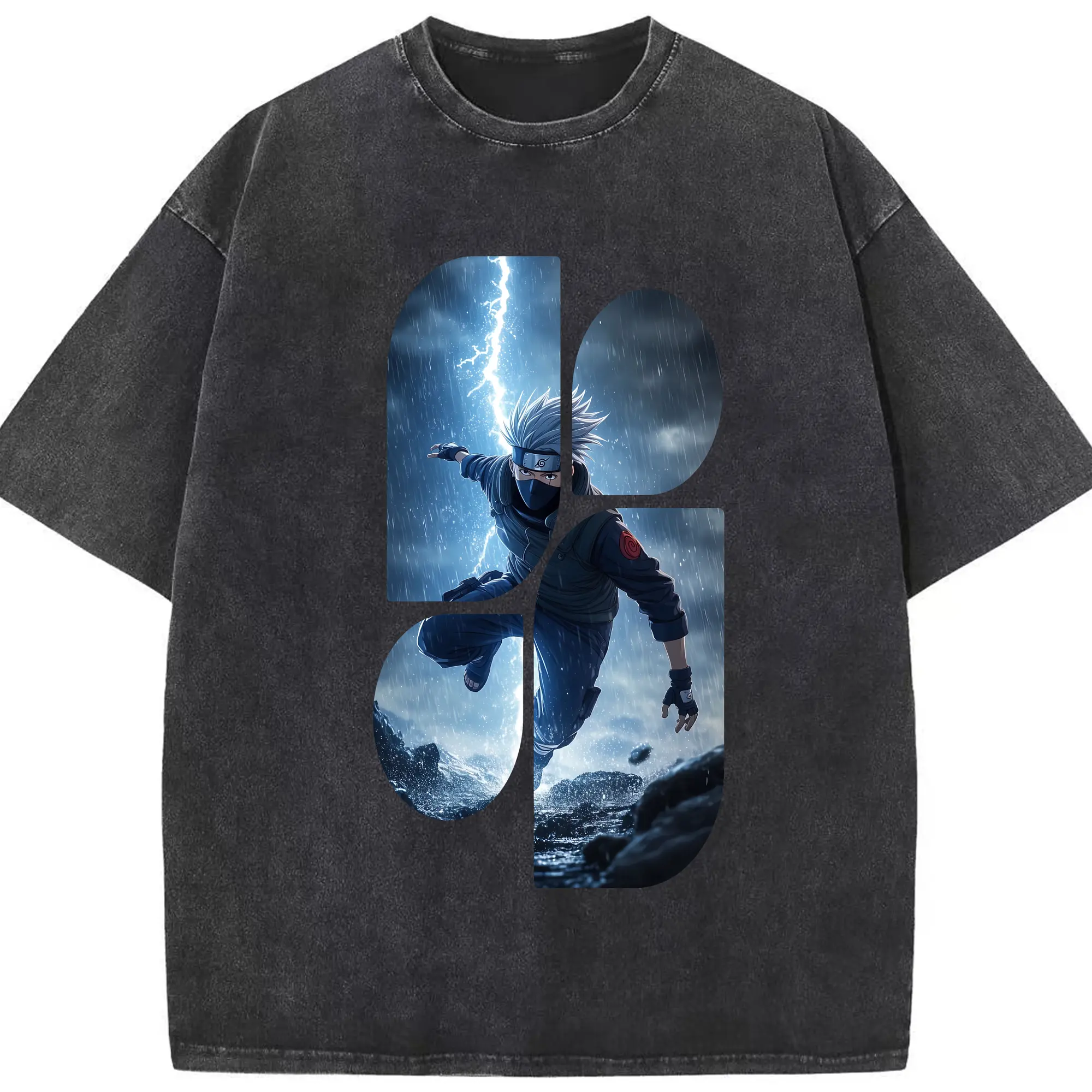 ナルト グッズ はたけ カカシ - 綿100％ ヴィンテージ風 半袖Tシャツ ・ フロントプリント ・ 柔らか肌触り ・ 通気性 快適 ・ スポーツ カジュアル 外出用