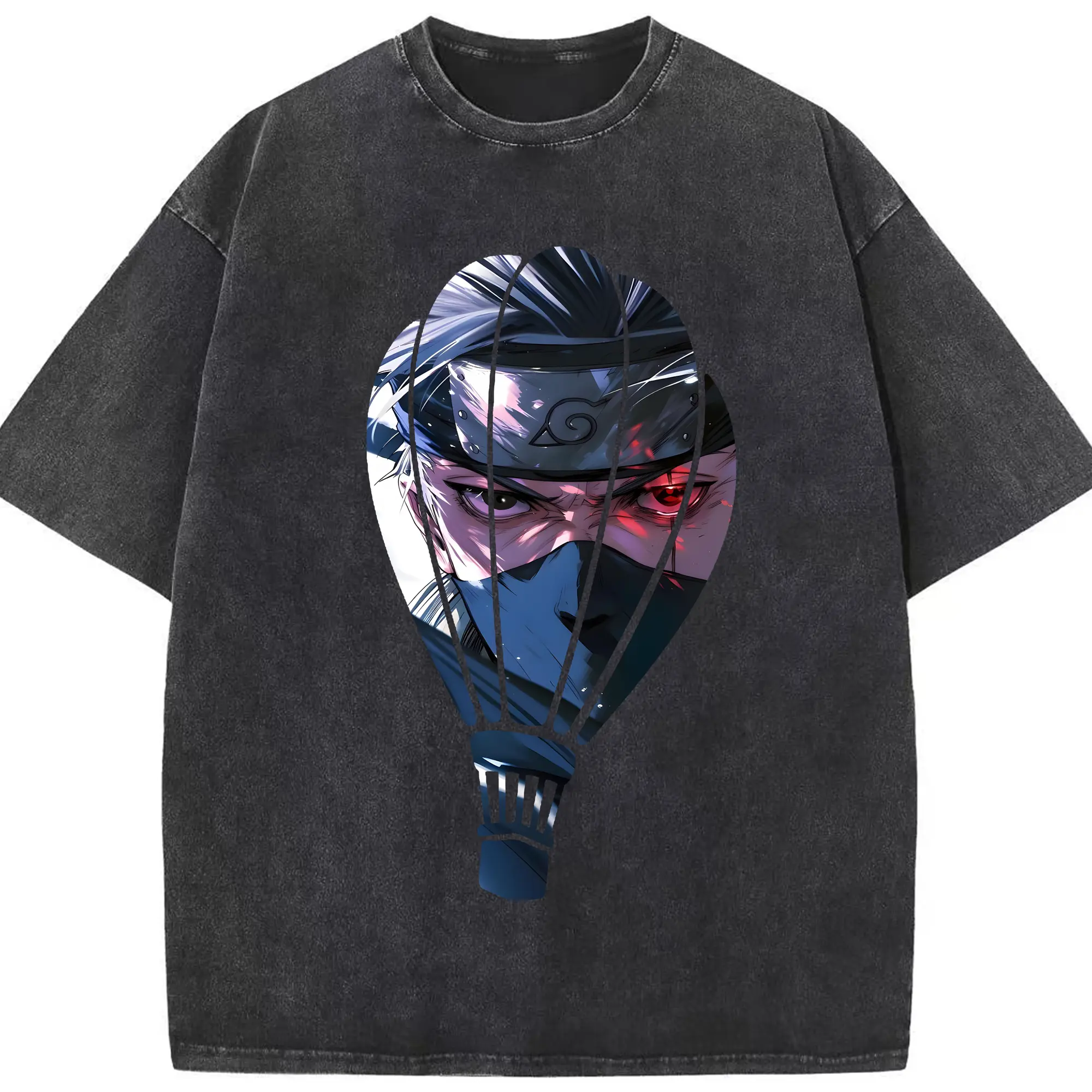 ナルト グッズ はたけ カカシ - 綿100％ ヴィンテージ風 半袖Tシャツ ・ フロントプリント ・ 柔らか肌触り ・ 通気性 快適 ・ スポーツ カジュアル 外出用