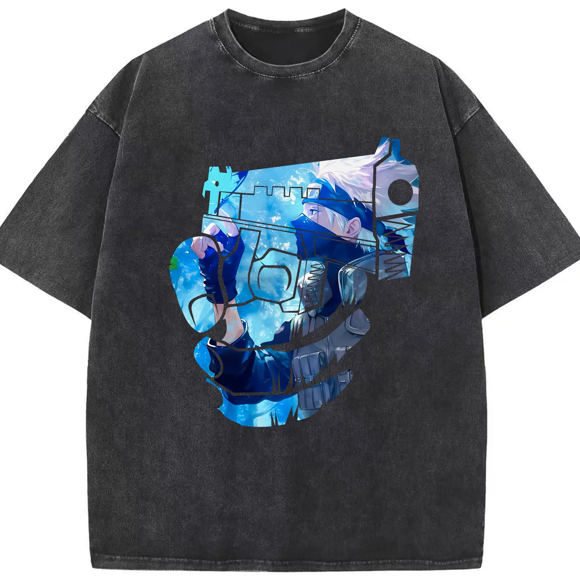 ナルト グッズ はたけ カカシ - 綿100％ ヴィンテージ風 半袖Tシャツ ・ フロントプリント ・ 柔らか肌触り ・ 通気性 快適 ・ スポーツ カジュアル 外出用