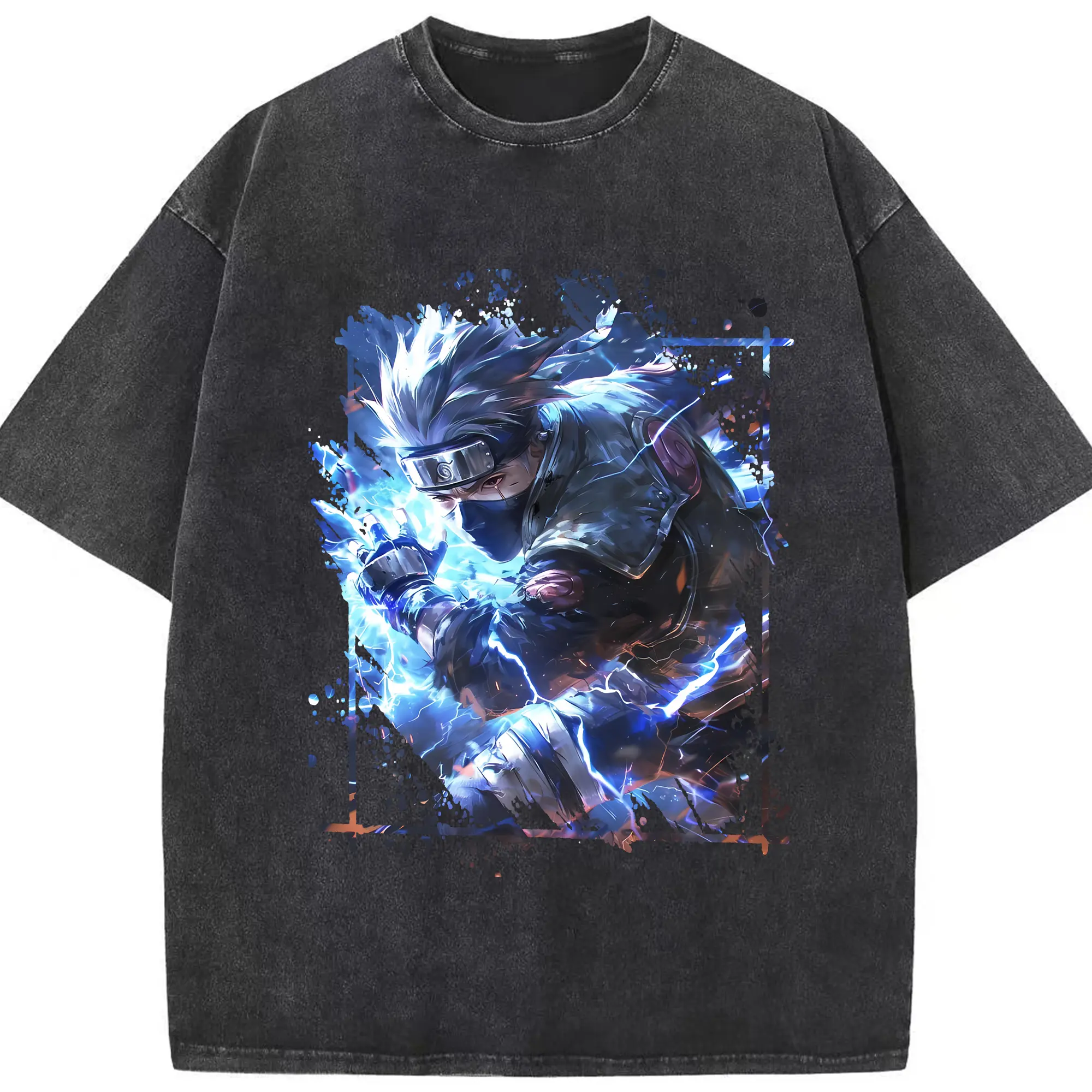 ナルト グッズ はたけ カカシ - 綿100％ ヴィンテージ風 半袖Tシャツ ・ フロントプリント ・ 柔らか肌触り ・ 通気性 快適 ・ スポーツ カジュアル 外出用