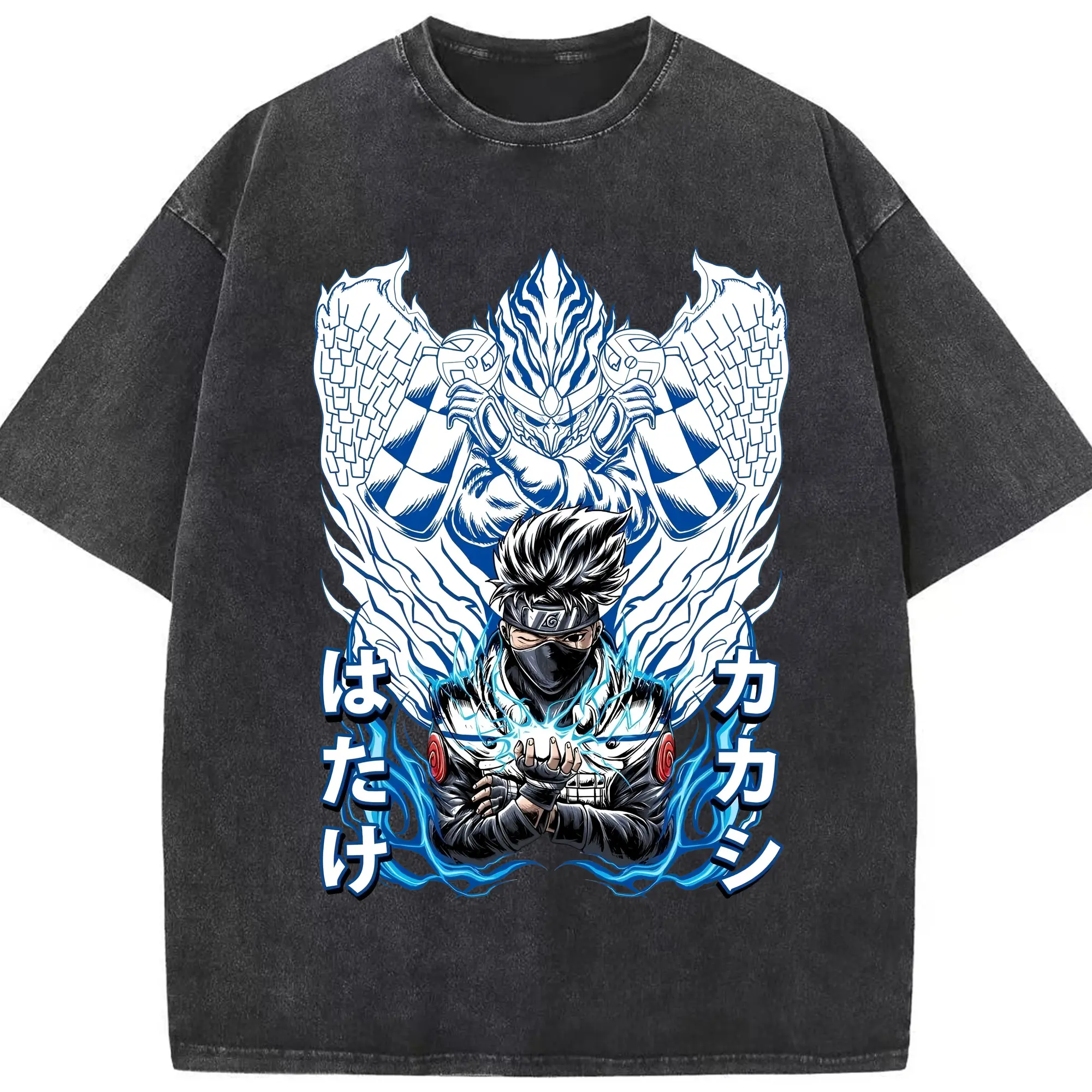 ナルト グッズ はたけ カカシ - 綿100％ ヴィンテージ風 半袖Tシャツ ・ フロントプリント ・ 柔らか肌触り ・ 通気性 快適 ・ スポーツ カジュアル 外出用