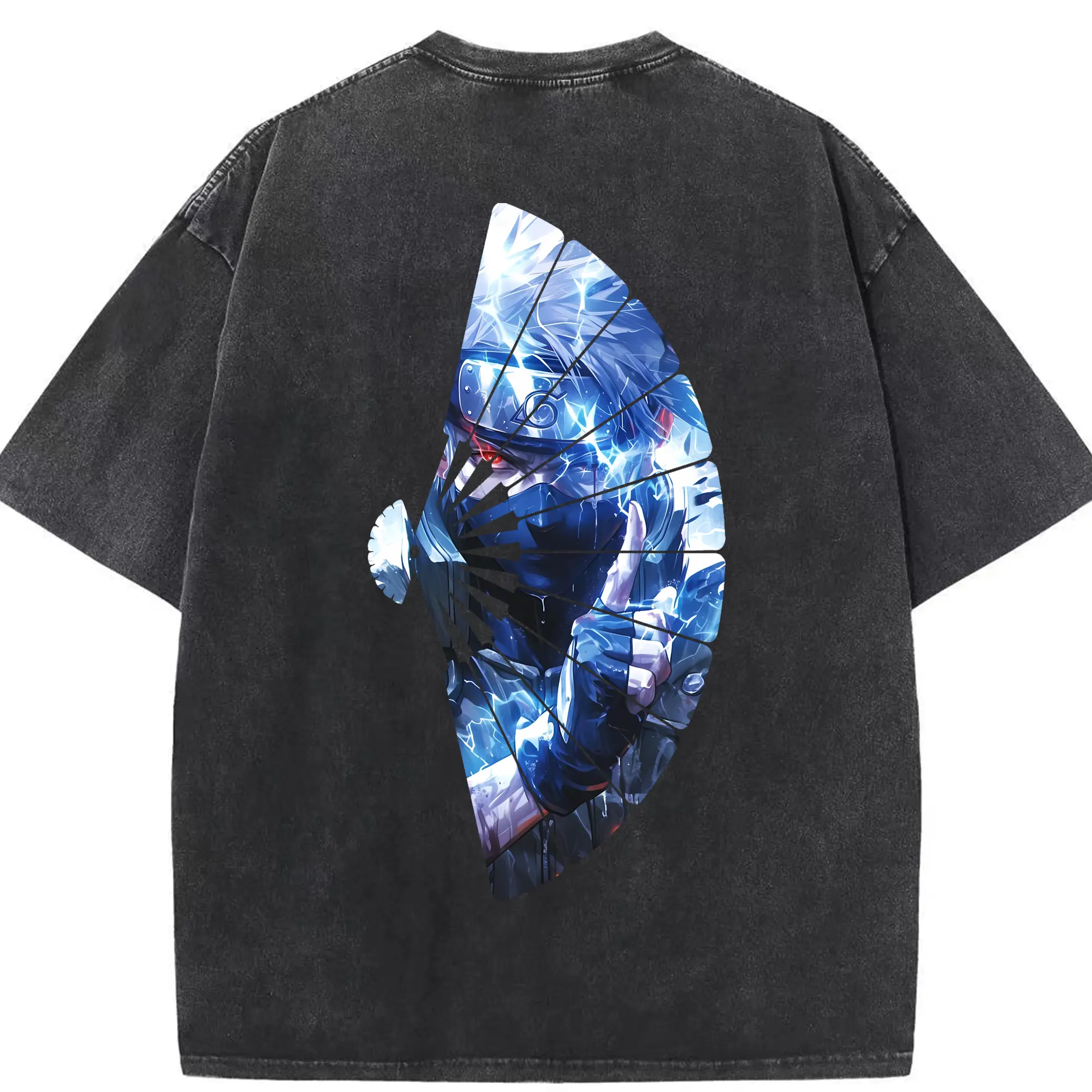 ナルト グッズ はたけ カカシ - 綿100％ ヴィンテージ風 半袖Tシャツ ・ 背面プリント ・ 柔らか肌触り ・ 通気性 快適 ・ スポーツ カジュアル 外出用