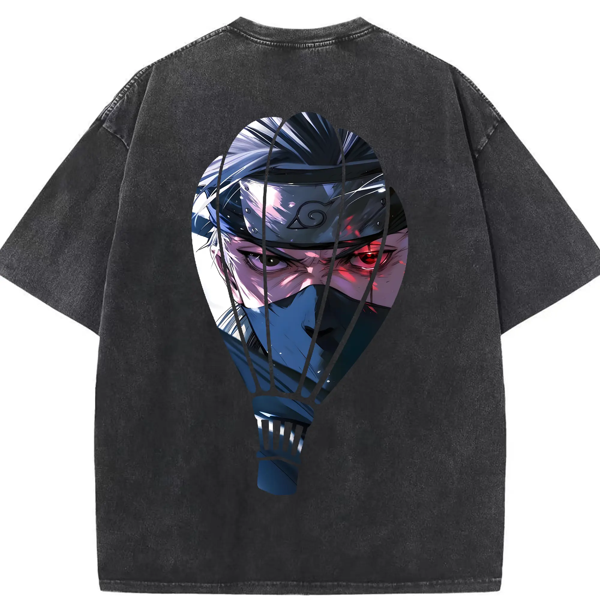 ナルト グッズ はたけ カカシ - 綿100％ ヴィンテージ風 半袖Tシャツ ・ 背面プリント ・ 柔らか肌触り ・ 通気性 快適 ・ スポーツ カジュアル 外出用