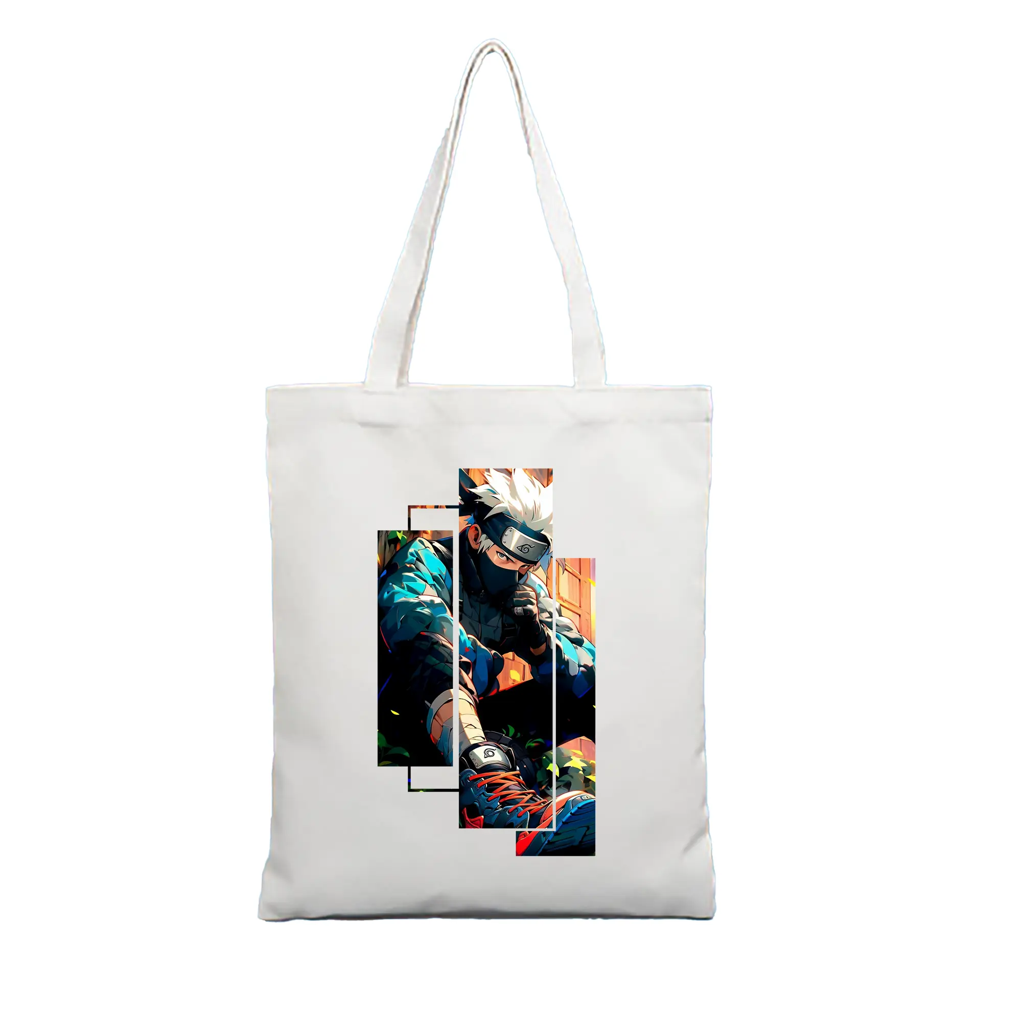 ナルト グッズ はたけ カカシ - 縦型キャンバス手提げバッグ（トートバッグ） ・ キャンバス素材 ・ ショッピング用 ・ 軽量 丈夫 お手入れ簡単