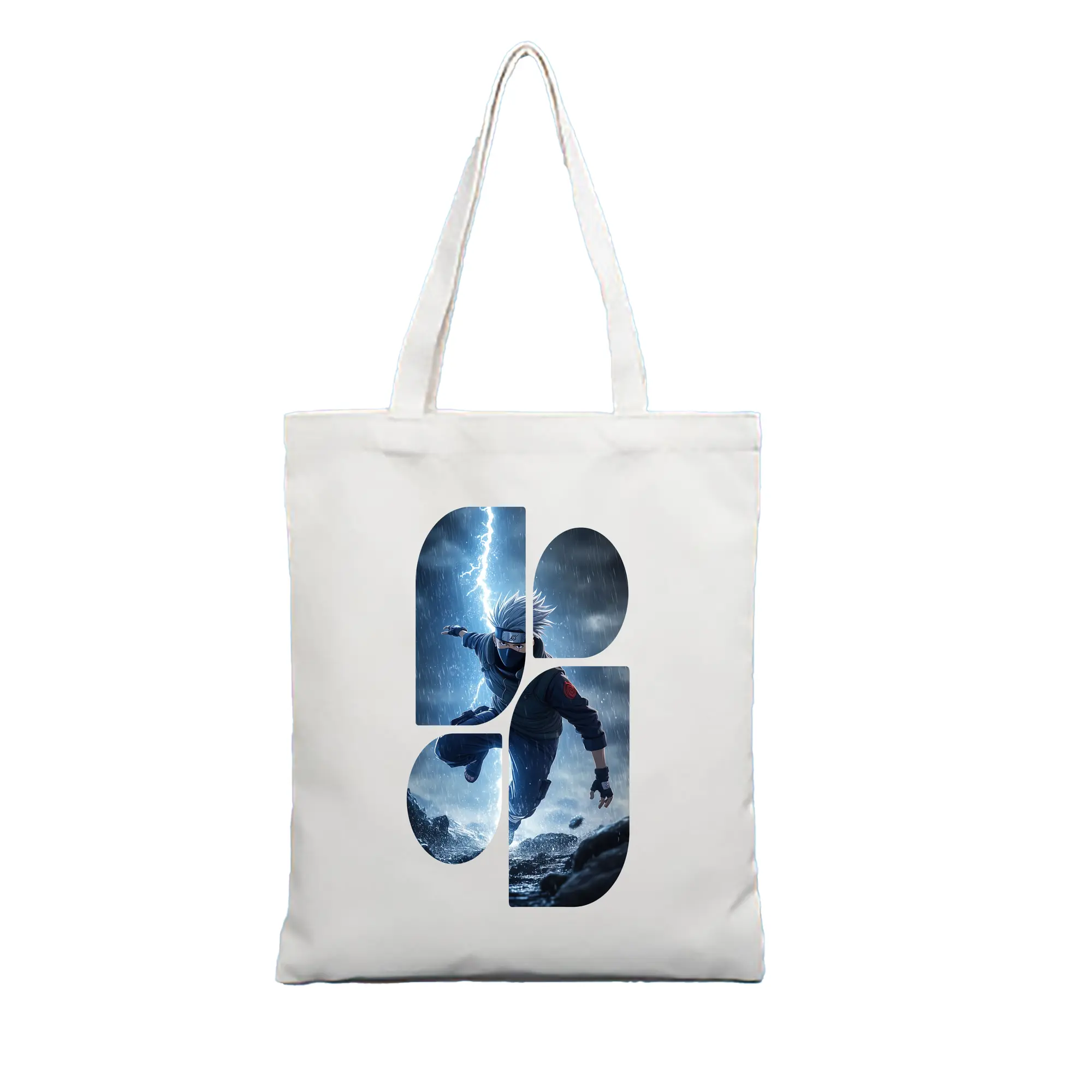 ナルト グッズ はたけ カカシ - 縦型キャンバス手提げバッグ（トートバッグ） ・ キャンバス素材 ・ ショッピング用 ・ 軽量 丈夫 お手入れ簡単