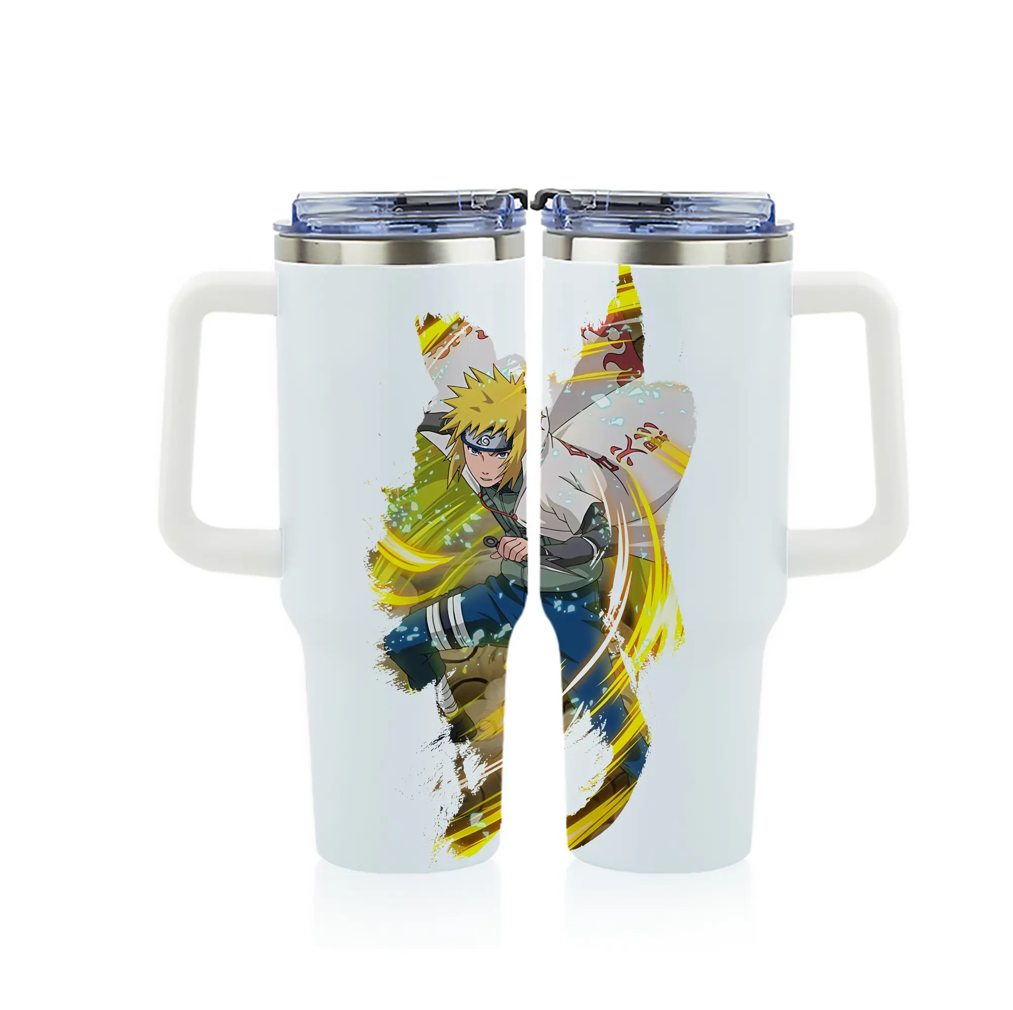 ナルト グッズ 波風 ミナト - 1200mL フルプリント車用タンブラー ・ 304ステンレス 内側 ・ 201ステンレス 外側 ・ 保温 保冷 ・ 通勤 ドライブ アウトドア用