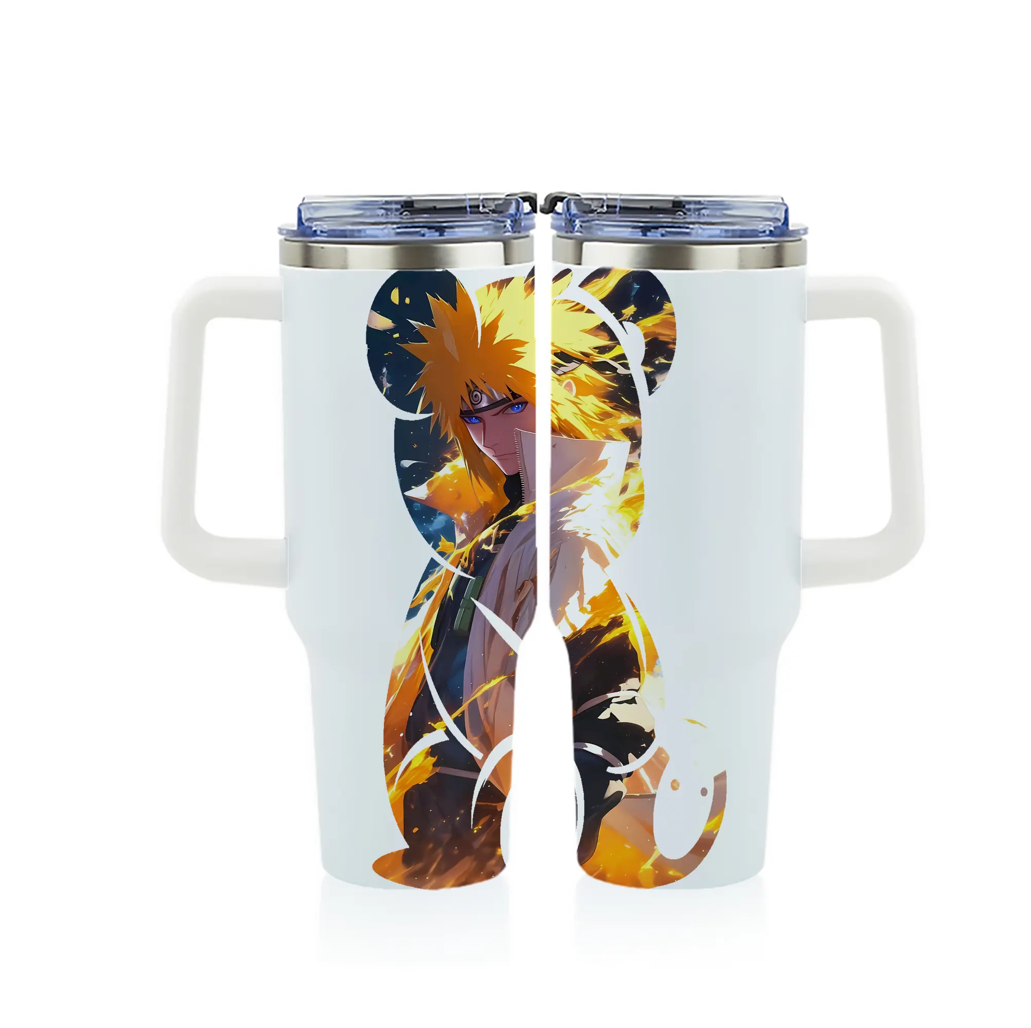 ナルト グッズ 波風 ミナト - 1200mL フルプリント車用タンブラー ・ 304ステンレス 内側 ・ 201ステンレス 外側 ・ 保温 保冷 ・ 通勤 ドライブ アウトドア用