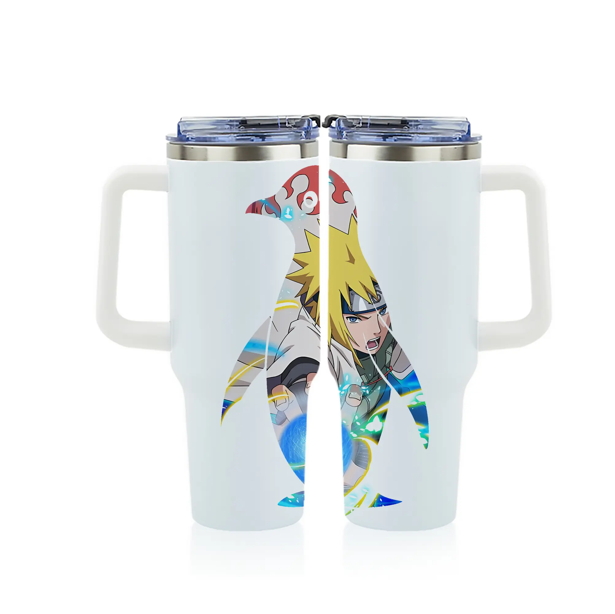 ナルト グッズ 波風 ミナト - 1200mL フルプリント車用タンブラー ・ 304ステンレス 内側 ・ 201ステンレス 外側 ・ 保温 保冷 ・ 通勤 ドライブ アウトドア用