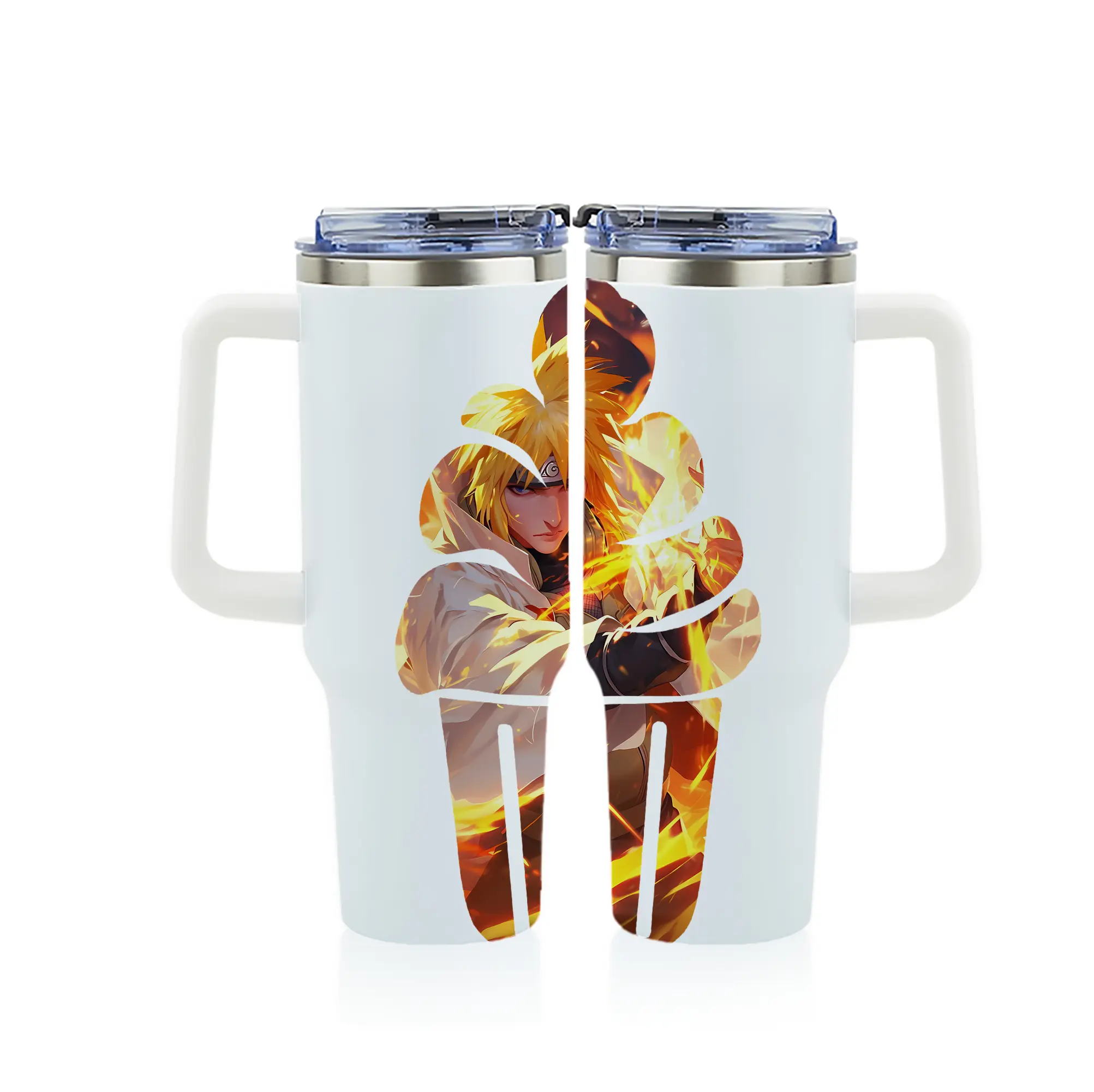 ナルト グッズ 波風 ミナト - 1200mL フルプリント車用タンブラー ・ 304ステンレス 内側 ・ 201ステンレス 外側 ・ 保温 保冷 ・ 通勤 ドライブ アウトドア用