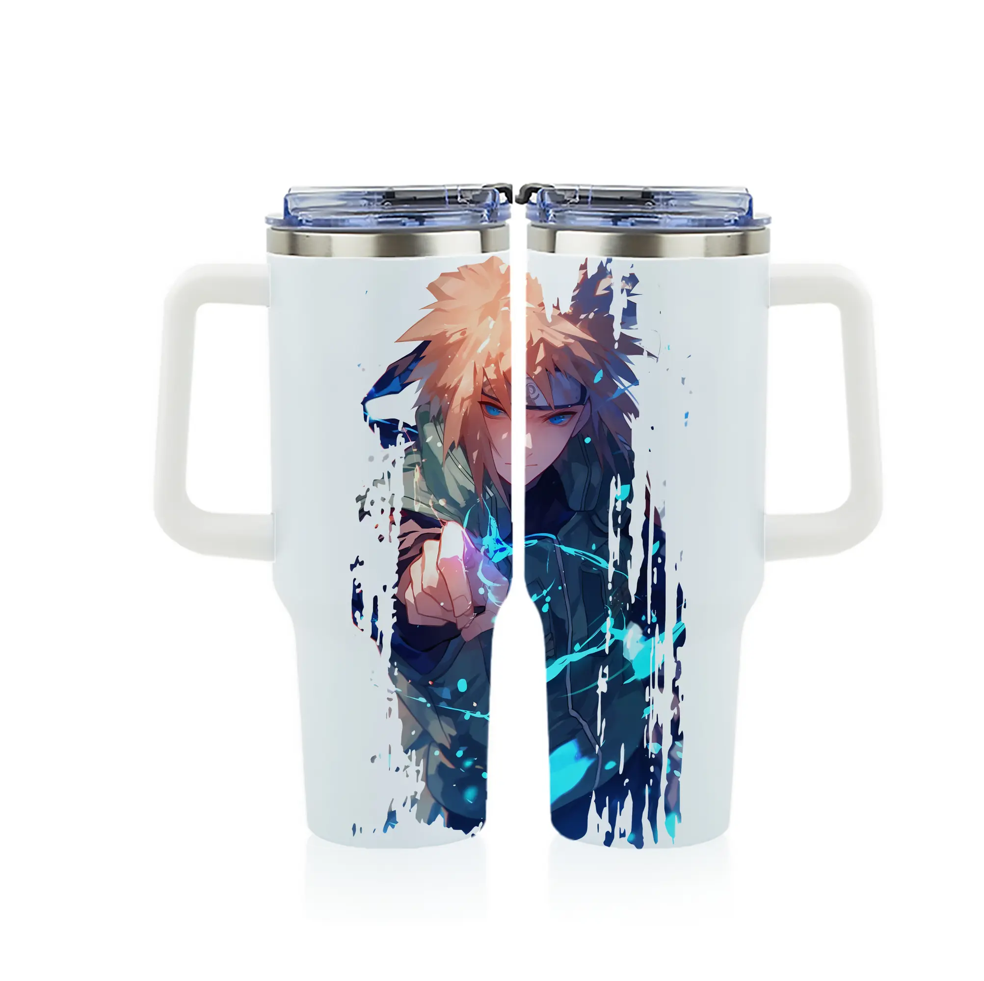 ナルト グッズ 波風 ミナト - 1200mL フルプリント車用タンブラー ・ 304ステンレス 内側 ・ 201ステンレス 外側 ・ 保温 保冷 ・ 通勤 ドライブ アウトドア用