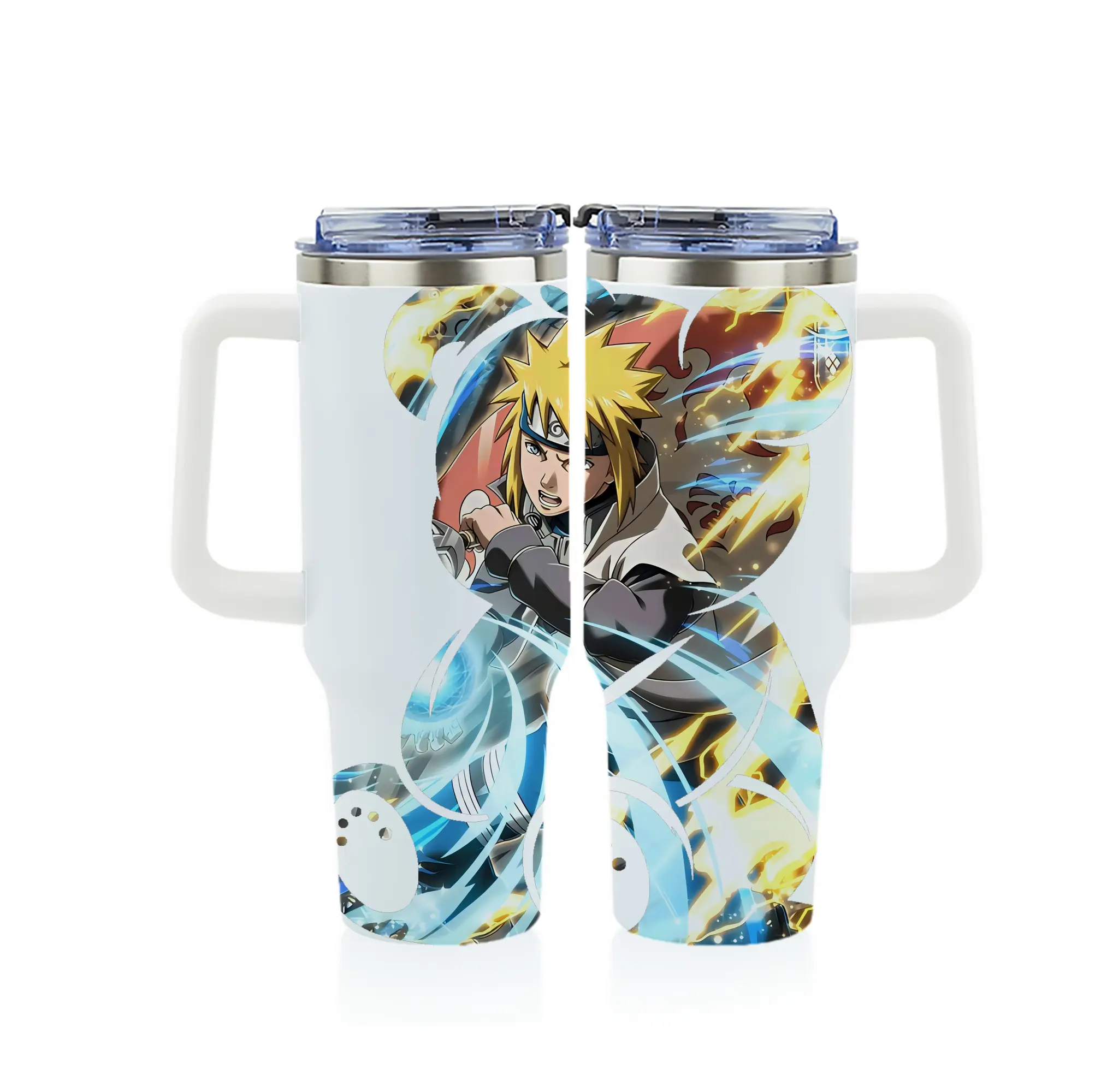 ナルト グッズ 波風 ミナト - 1200mL フルプリント車用タンブラー ・ 304ステンレス 内側 ・ 201ステンレス 外側 ・ 保温 保冷 ・ 通勤 ドライブ アウトドア用