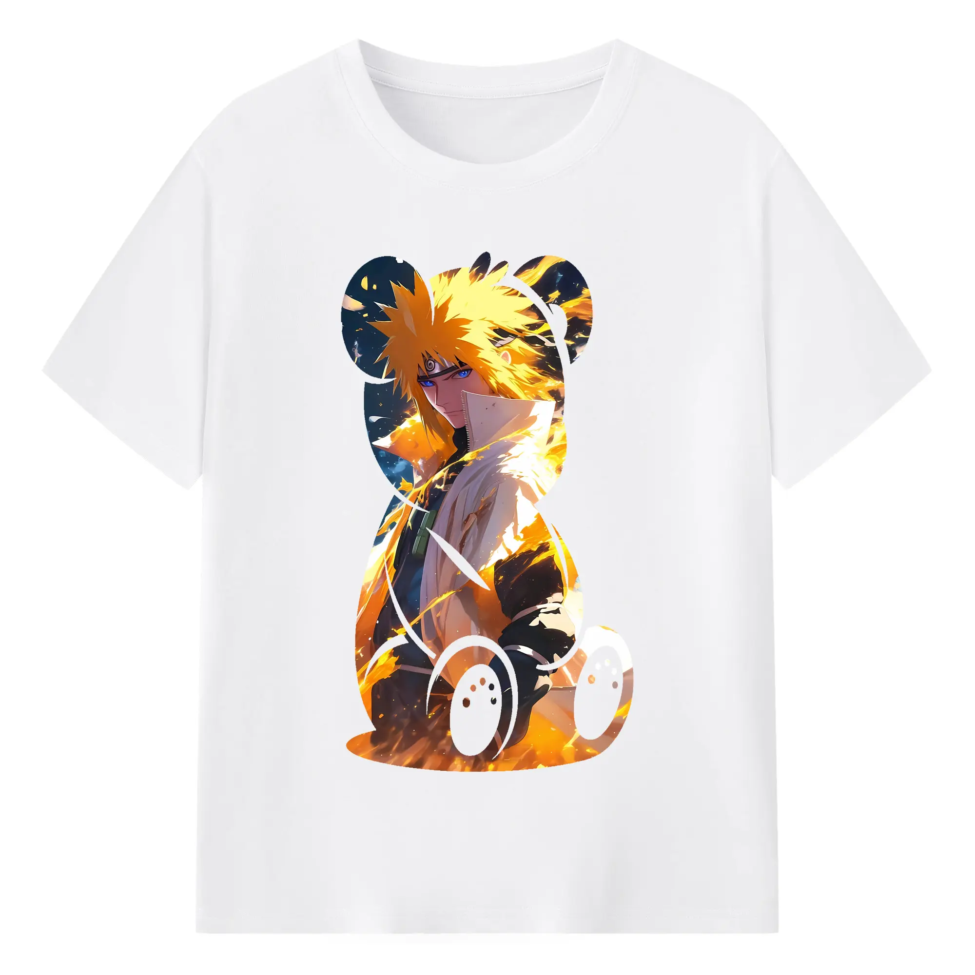 ナルト グッズ 波風 ミナト - 綿100％ 半袖Tシャツ ・ フロントプリント ・ 快適 通気性 ・ 日常使い 散歩 スポーツ用