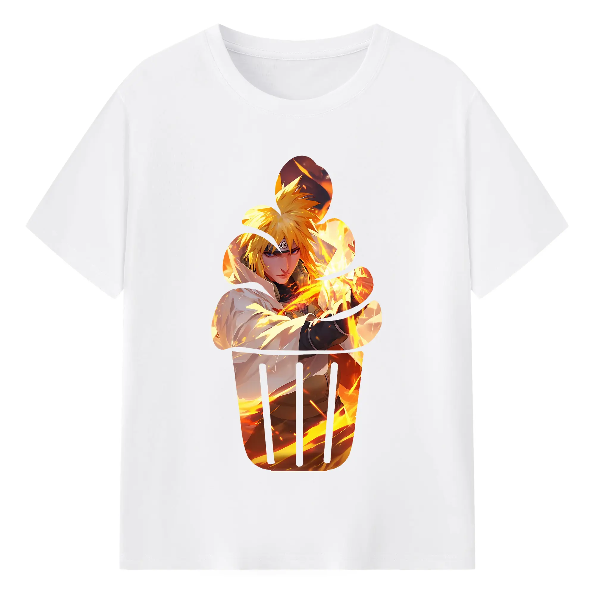 ナルト グッズ 波風 ミナト - 綿100％ 半袖Tシャツ ・ フロントプリント ・ 快適 通気性 ・ 日常使い 散歩 スポーツ用