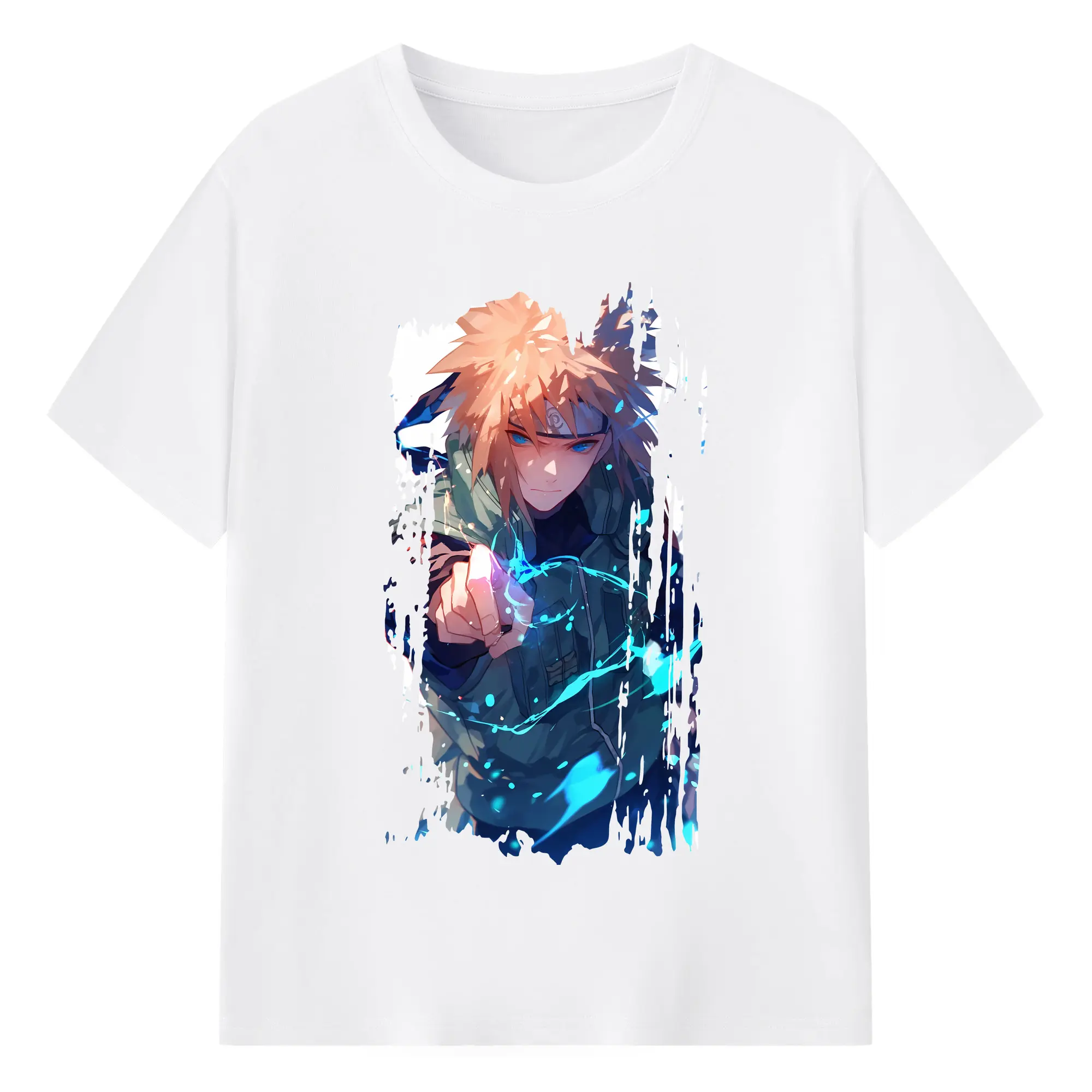 ナルト グッズ 波風 ミナト - 綿100％ 半袖Tシャツ ・ フロントプリント ・ 快適 通気性 ・ 日常使い 散歩 スポーツ用