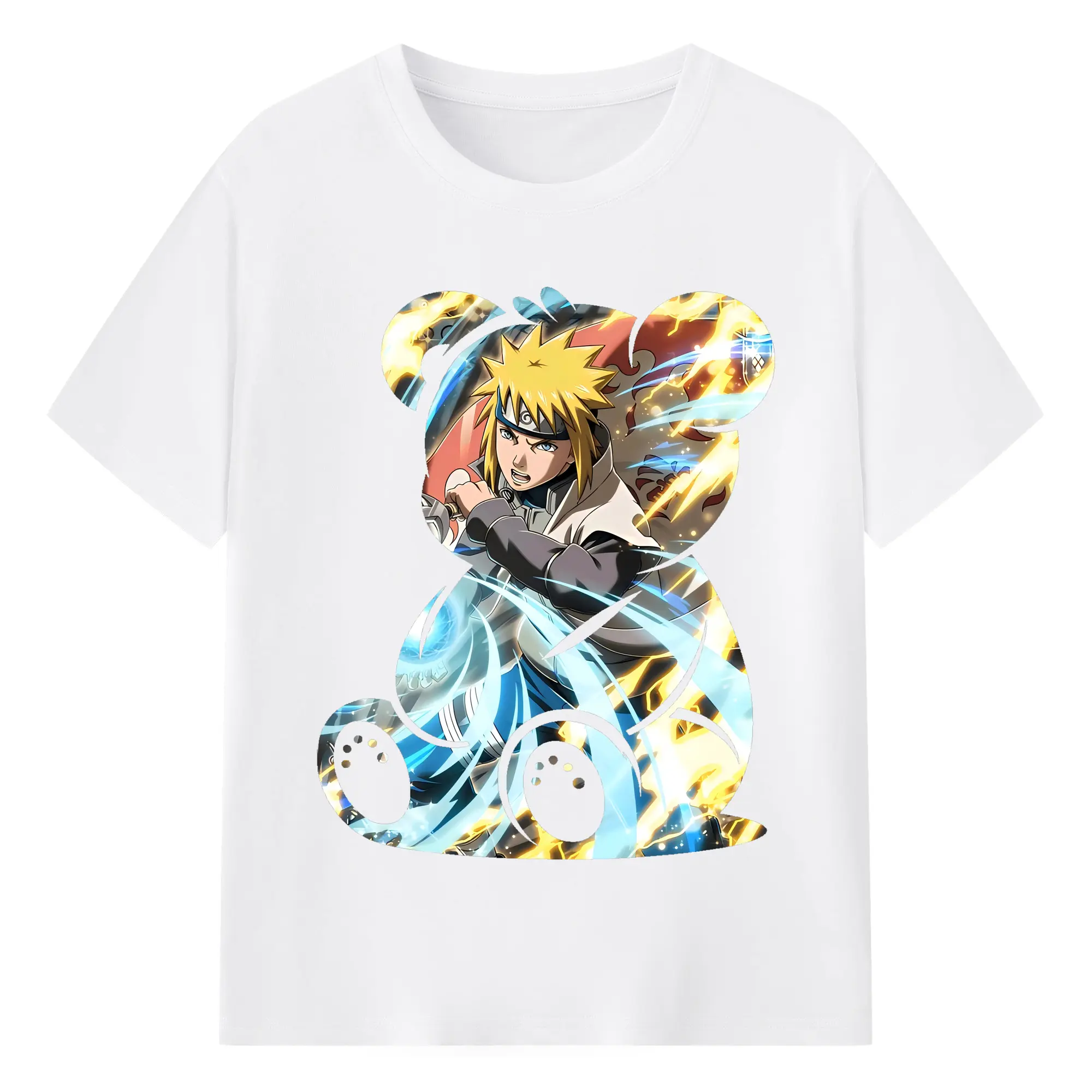 ナルト グッズ 波風 ミナト - 綿100％ 半袖Tシャツ ・ フロントプリント ・ 快適 通気性 ・ 日常使い 散歩 スポーツ用