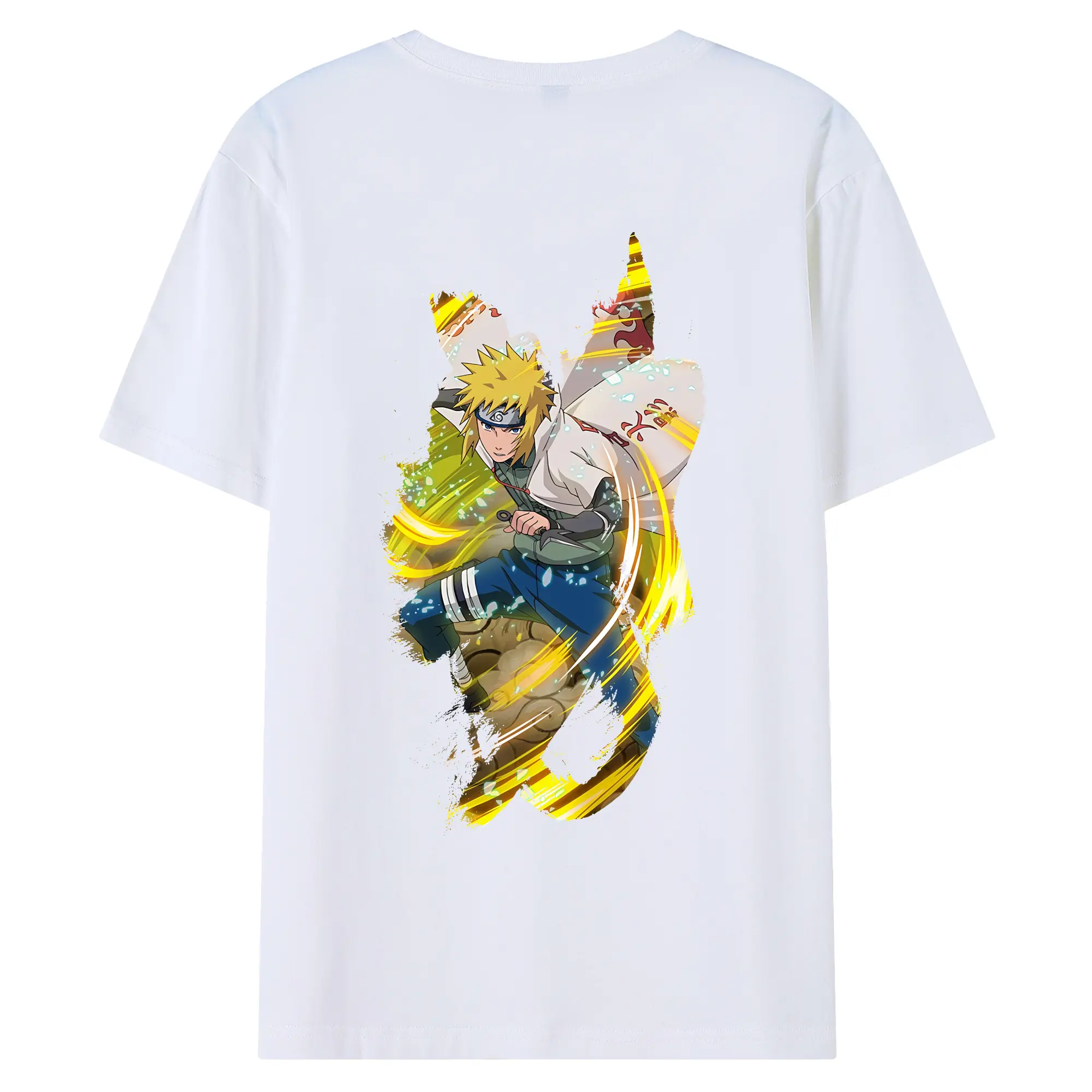 ナルト グッズ 波風 ミナト - 綿100％ 半袖Tシャツ ・ バックプリント ・ 快適 通気性 ・ 日常使い 散歩 スポーツ用