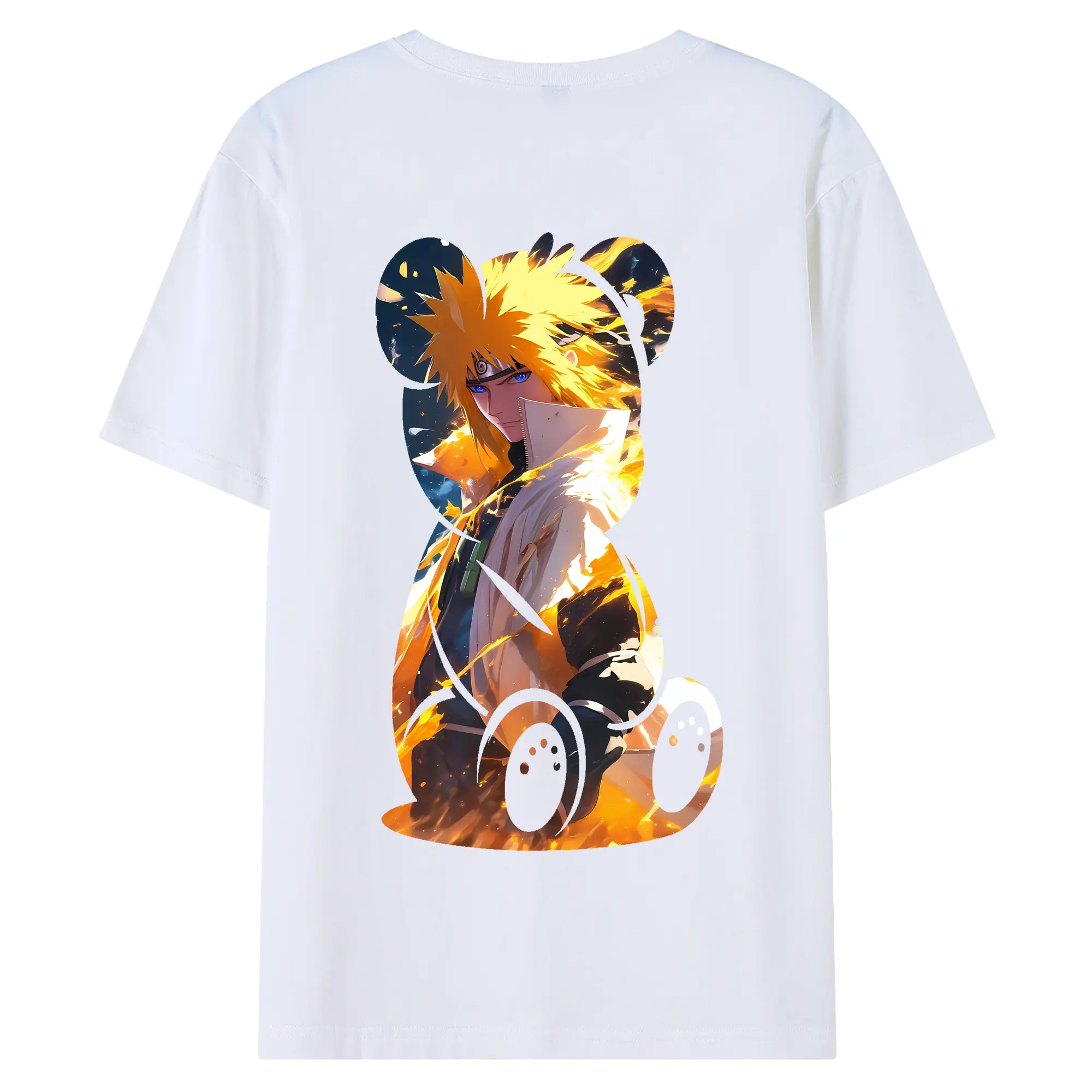 ナルト グッズ 波風 ミナト - 綿100％ 半袖Tシャツ ・ バックプリント ・ 快適 通気性 ・ 日常使い 散歩 スポーツ用