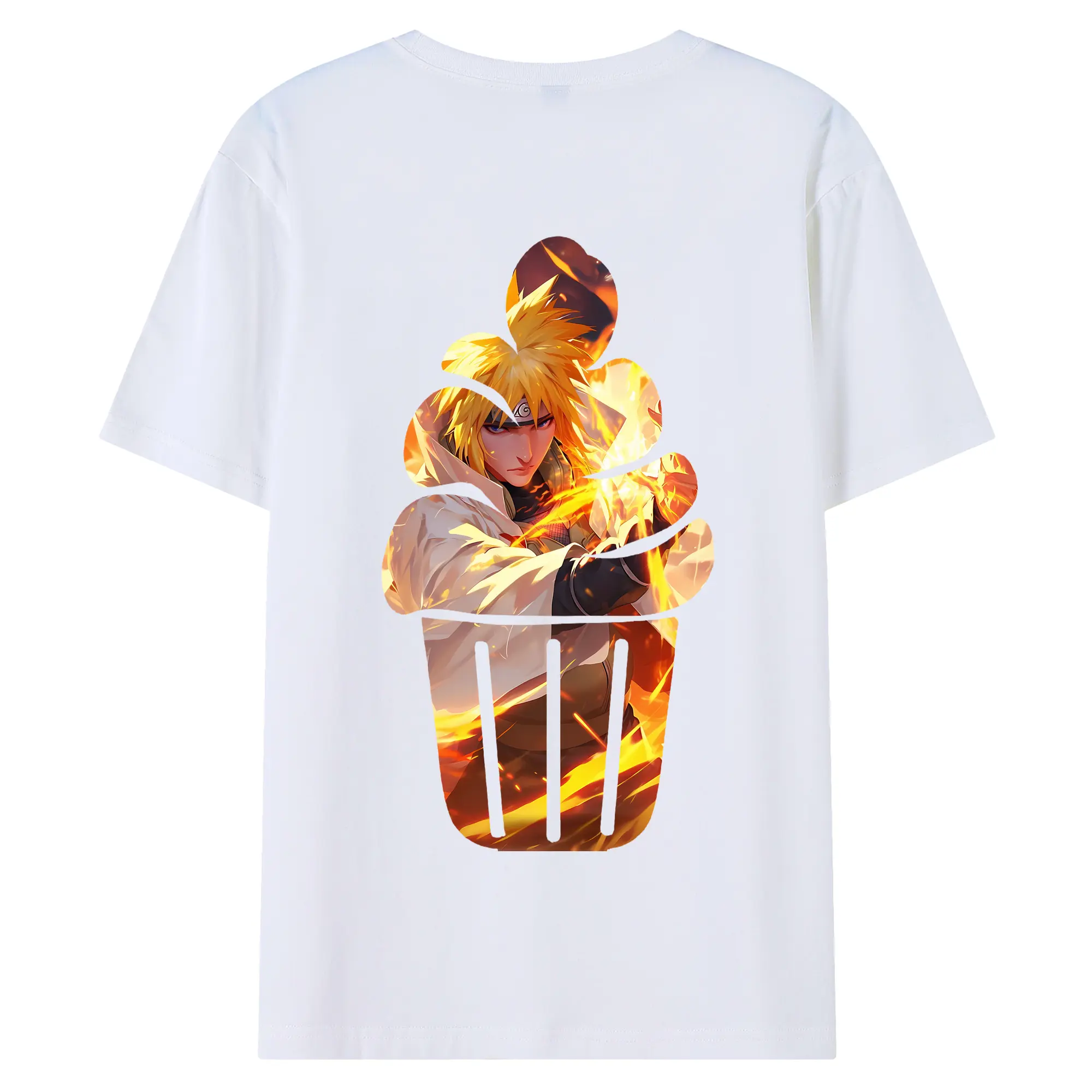 ナルト グッズ 波風 ミナト - 綿100％ 半袖Tシャツ ・ バックプリント ・ 快適 通気性 ・ 日常使い 散歩 スポーツ用