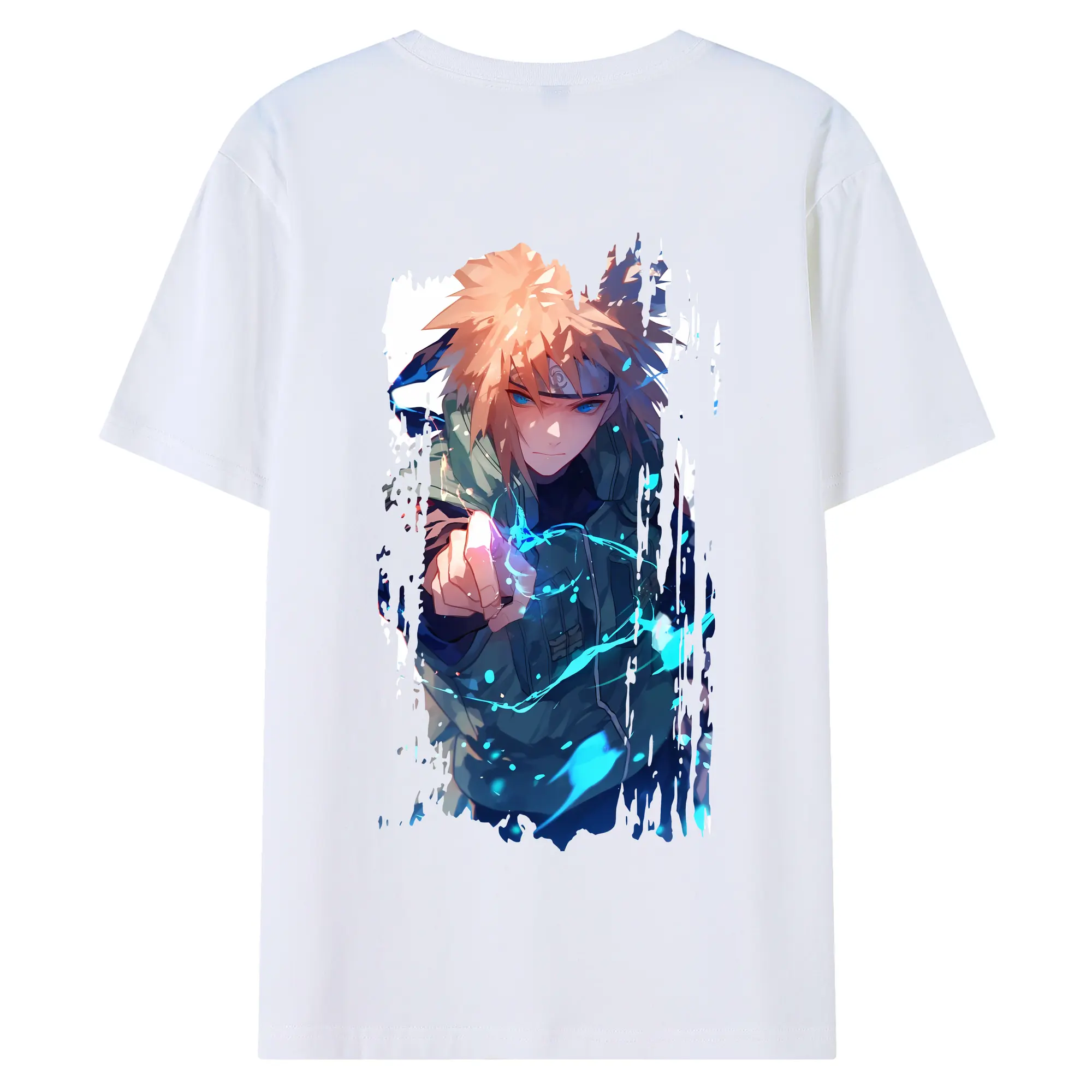 ナルト グッズ 波風 ミナト - 綿100％ 半袖Tシャツ ・ バックプリント ・ 快適 通気性 ・ 日常使い 散歩 スポーツ用