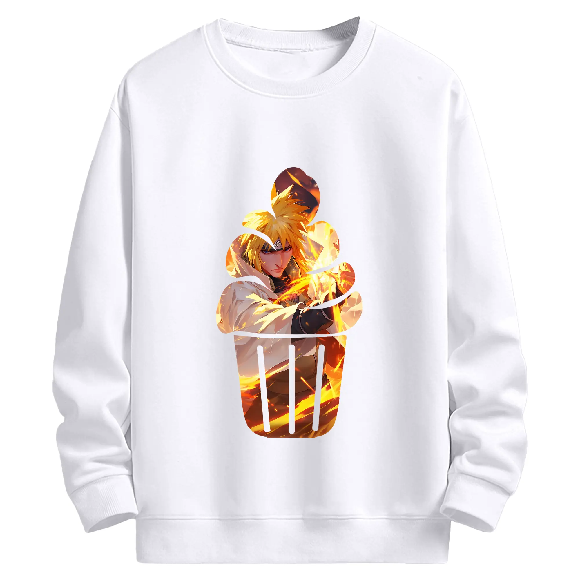 ナルト グッズ 波風 ミナト - 高品質 クルーネック スウェット ・ コットン59％ ポリエステル41％ ・ ユニセックス 長袖 トレーナー ・ カジュアル デイリー スポーツ 散歩用