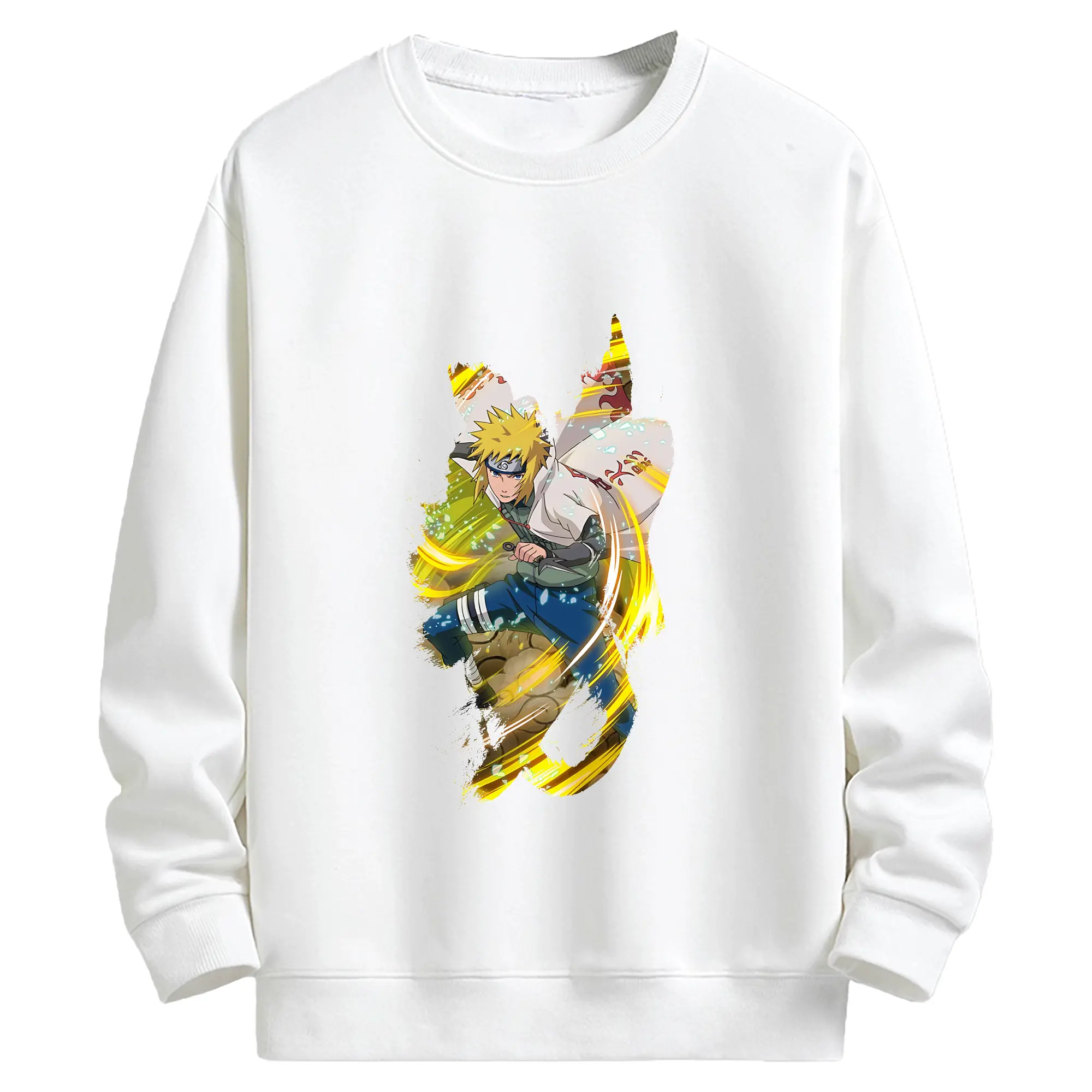 ナルト グッズ 波風 ミナト - キッズ クルーネックスウェットシャツ ・ フロントプリント ・ 綿80％ ポリエステル20％ ・ 快適 通学 スポーツ 日常使い お散歩用