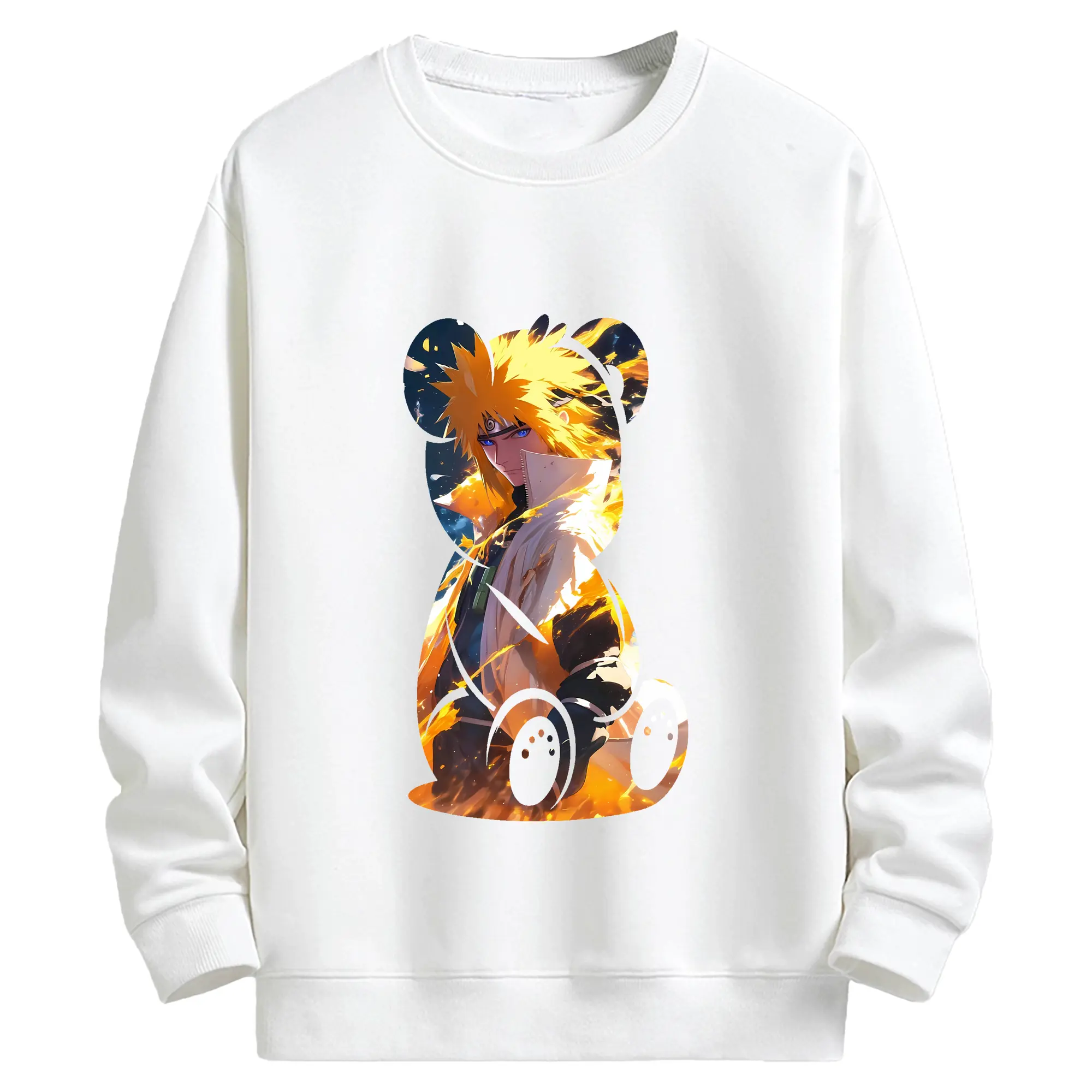 ナルト グッズ 波風 ミナト - キッズ クルーネックスウェットシャツ ・ フロントプリント ・ 綿80％ ポリエステル20％ ・ 快適 通学 スポーツ 日常使い お散歩用