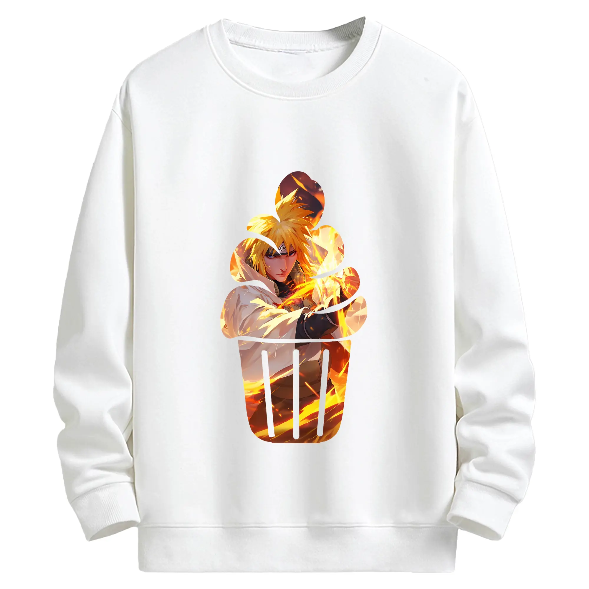 ナルト グッズ 波風 ミナト - キッズ クルーネックスウェットシャツ ・ フロントプリント ・ 綿80％ ポリエステル20％ ・ 快適 通学 スポーツ 日常使い お散歩用