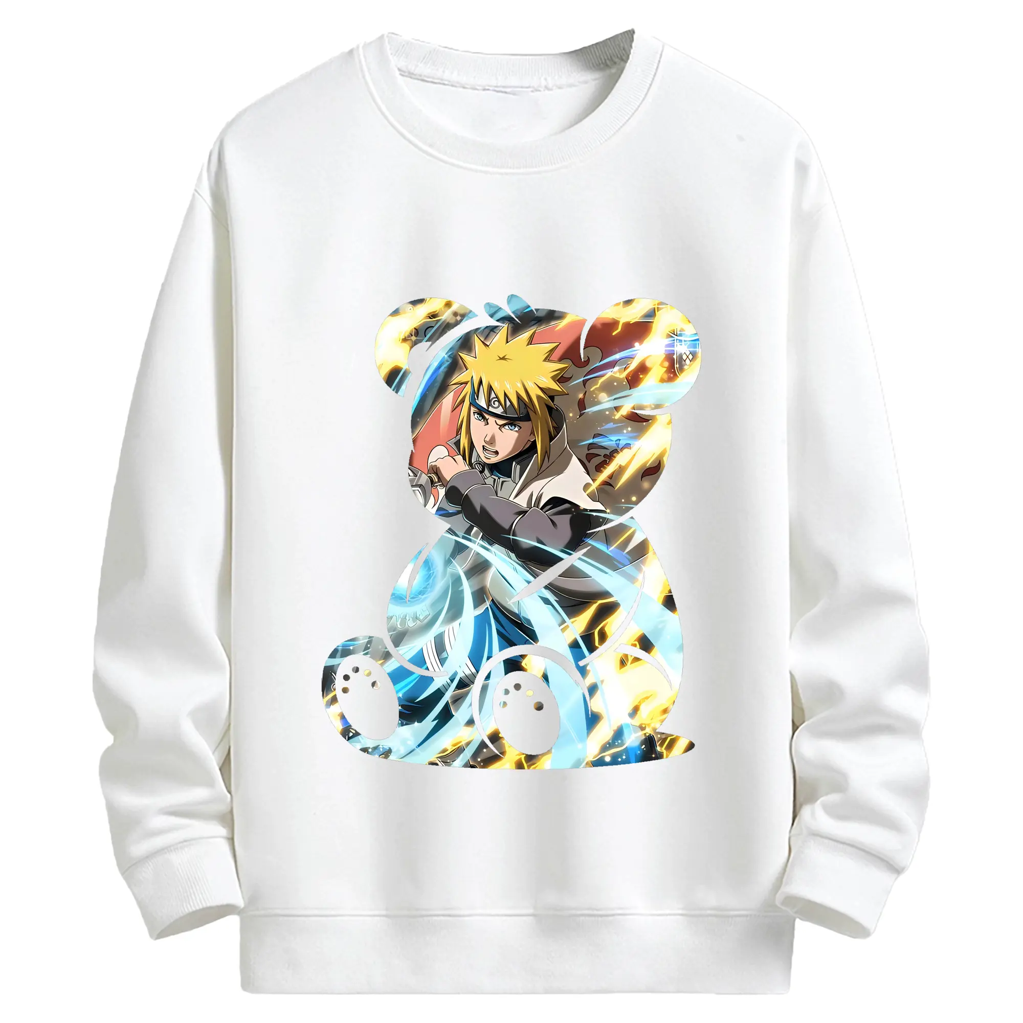 ナルト グッズ 波風 ミナト - キッズ クルーネックスウェットシャツ ・ フロントプリント ・ 綿80％ ポリエステル20％ ・ 快適 通学 スポーツ 日常使い お散歩用