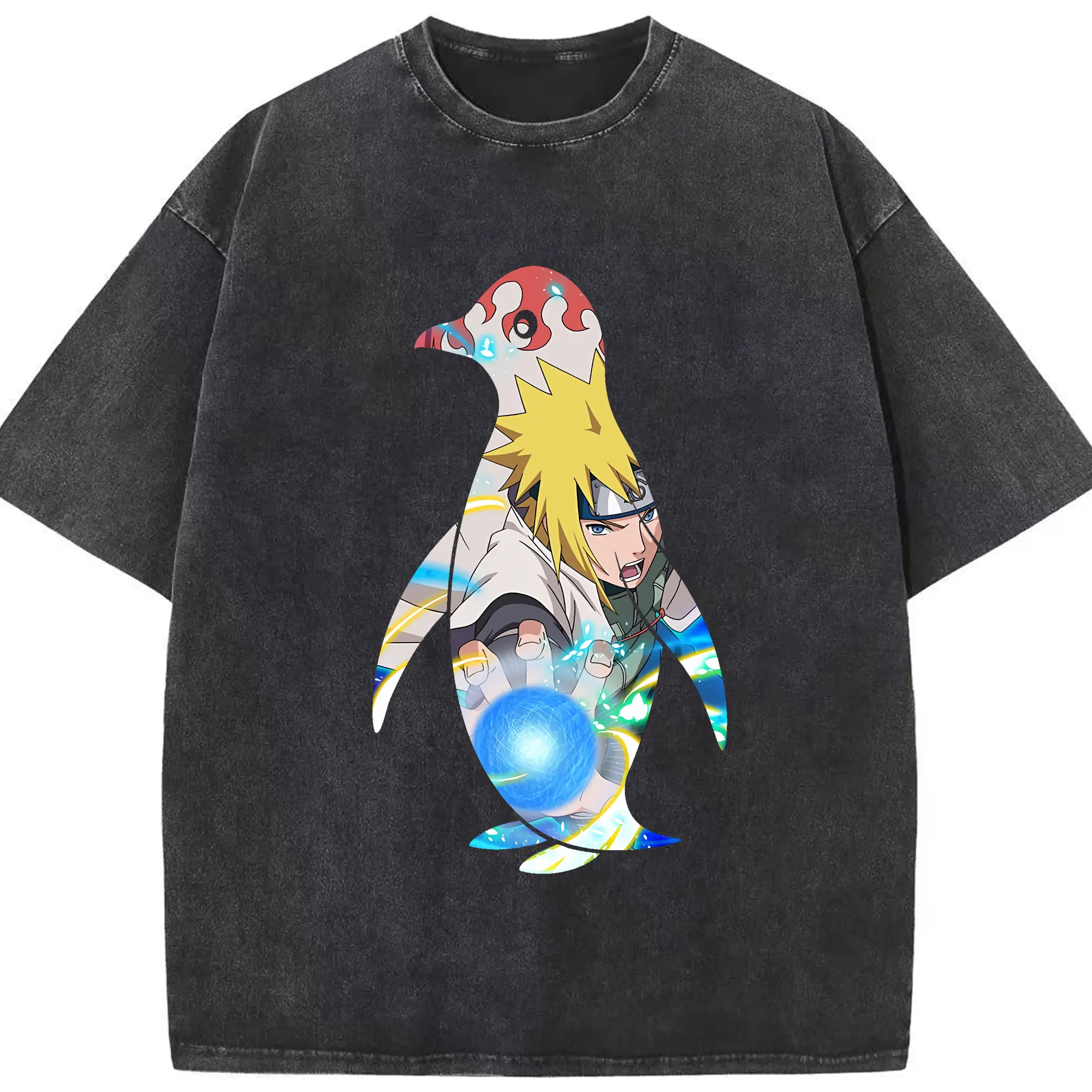 ナルト グッズ 波風 ミナト - 綿100％ ヴィンテージ風 半袖Tシャツ ・ フロントプリント ・ 柔らか肌触り ・ 通気性 快適 ・ スポーツ カジュアル 外出用