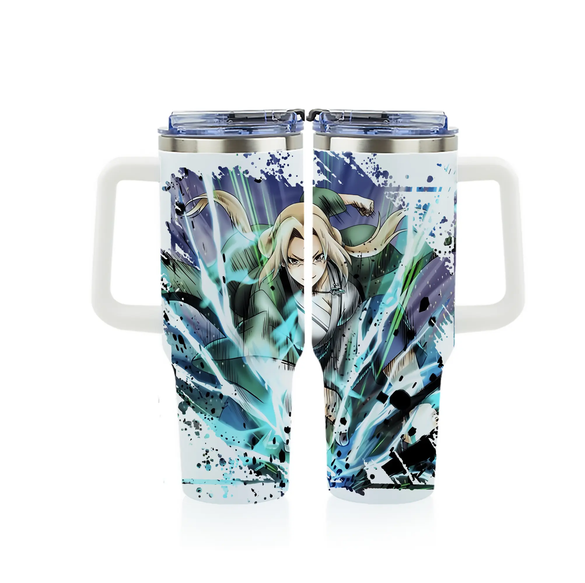 ナルト グッズ 綱手 - 1200mL フルプリント車用タンブラー ・ 304ステンレス 内側 ・ 201ステンレス 外側 ・ 保温 保冷 ・ 通勤 ドライブ アウトドア用