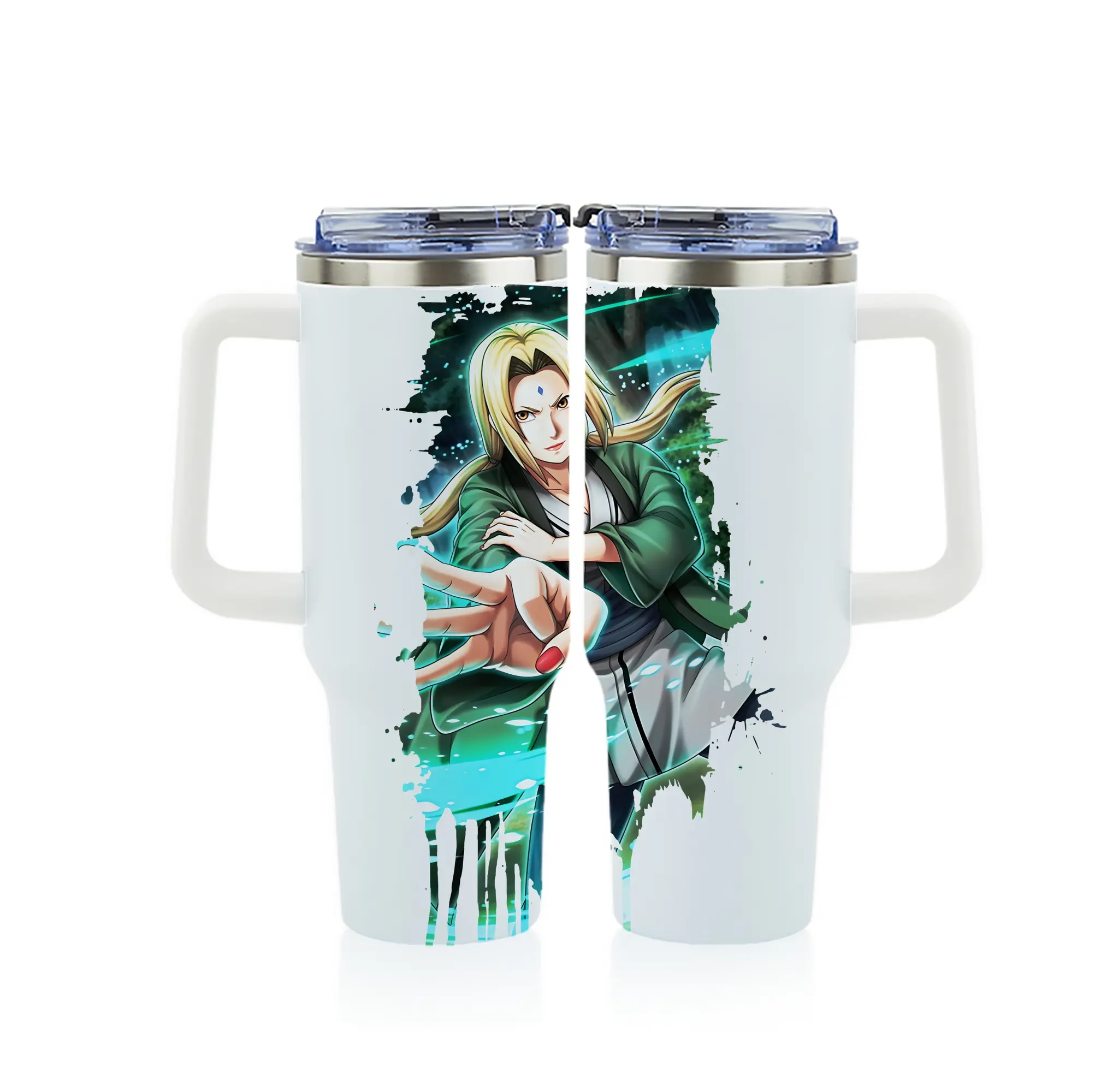 ナルト グッズ 綱手 - 1200mL フルプリント車用タンブラー ・ 304ステンレス 内側 ・ 201ステンレス 外側 ・ 保温 保冷 ・ 通勤 ドライブ アウトドア用