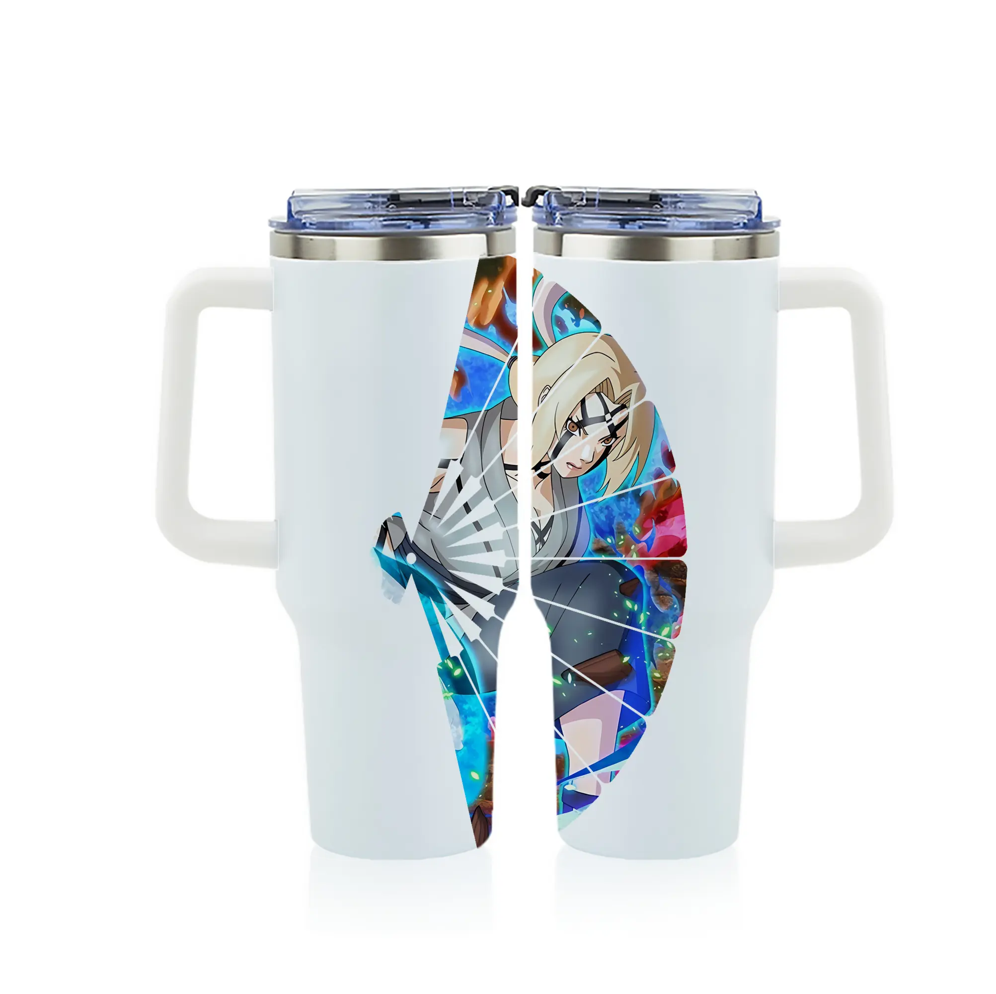 ナルト グッズ 綱手 - 1200mL フルプリント車用タンブラー ・ 304ステンレス 内側 ・ 201ステンレス 外側 ・ 保温 保冷 ・ 通勤 ドライブ アウトドア用