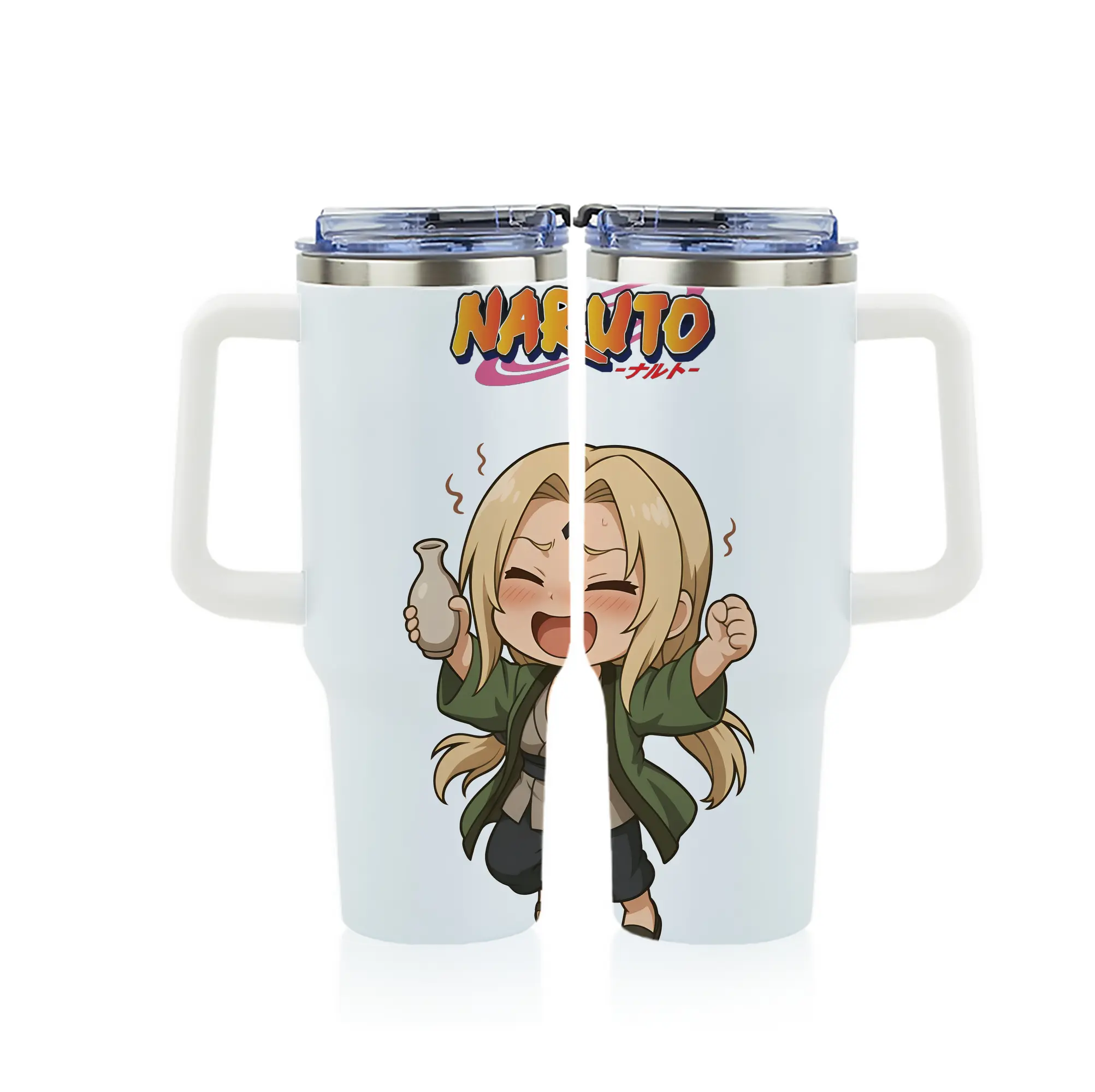 ナルト グッズ 綱手 - 1200mL フルプリント車用タンブラー ・ 304ステンレス 内側 ・ 201ステンレス 外側 ・ 保温 保冷 ・ 通勤 ドライブ アウトドア用