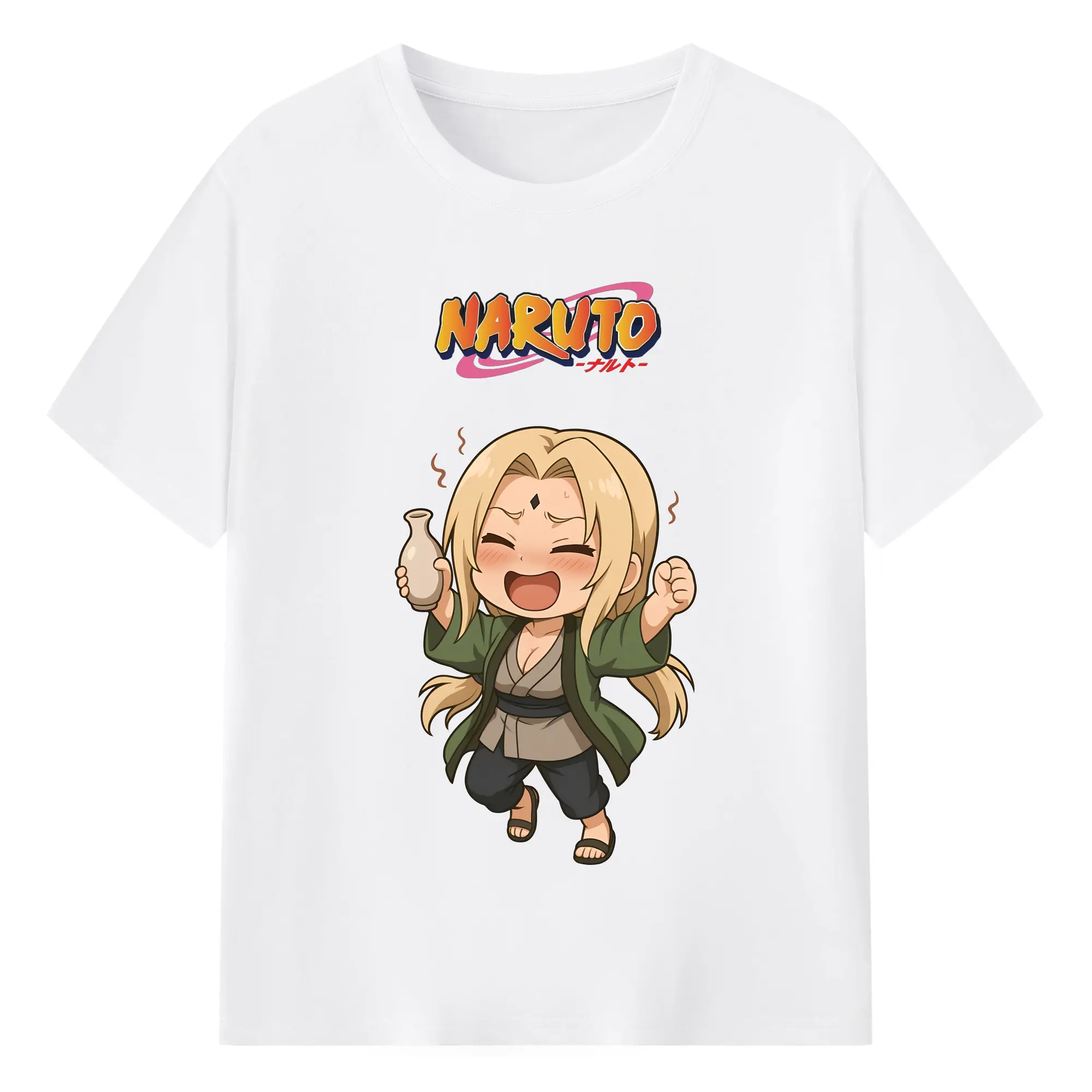 ナルト グッズ 綱手 - 綿100％ 半袖Tシャツ ・ フロントプリント ・ 快適 通気性 ・ 日常使い 散歩 スポーツ用