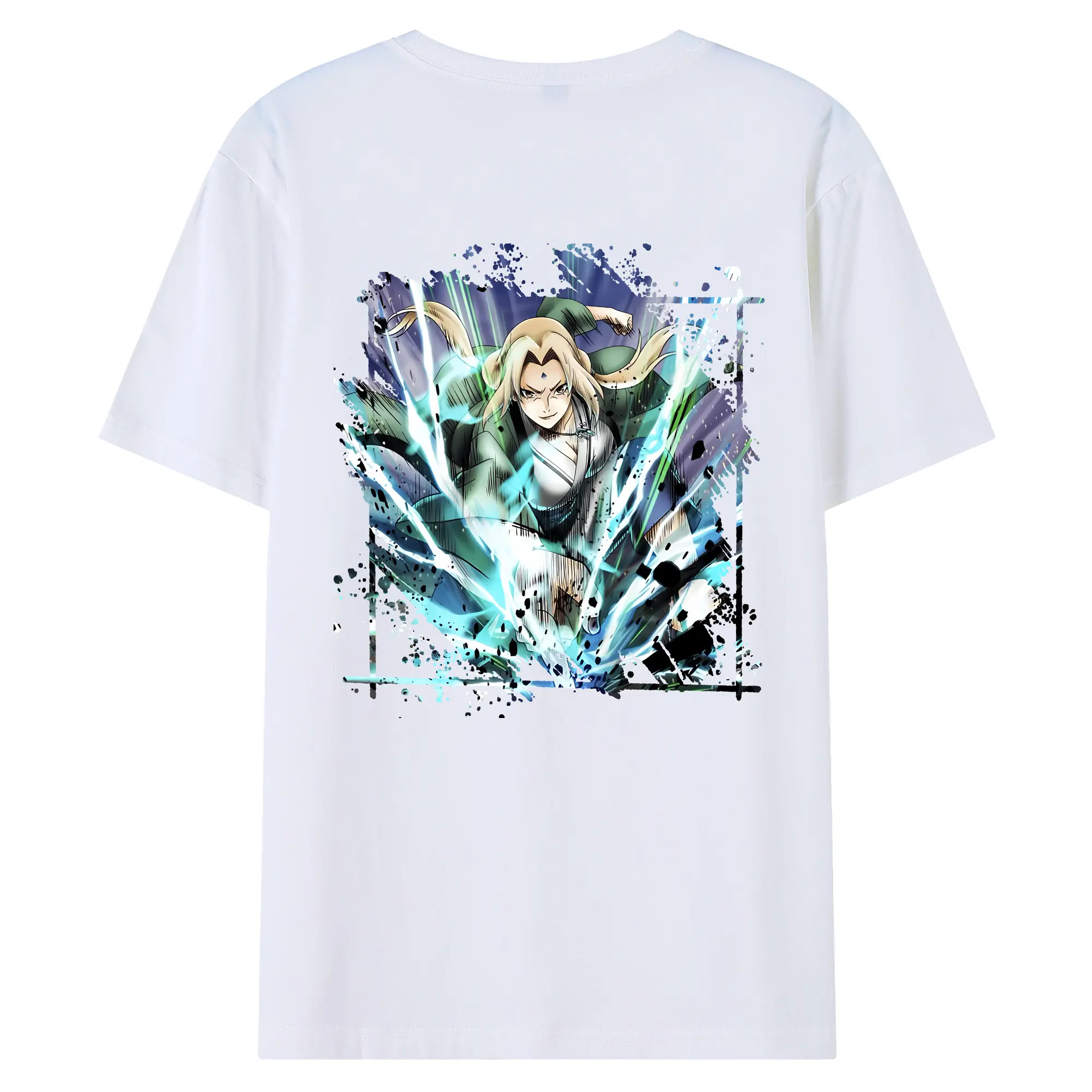 ナルト グッズ 綱手 - 綿100％ 半袖Tシャツ ・ バックプリント ・ 快適 通気性 ・ 日常使い 散歩 スポーツ用