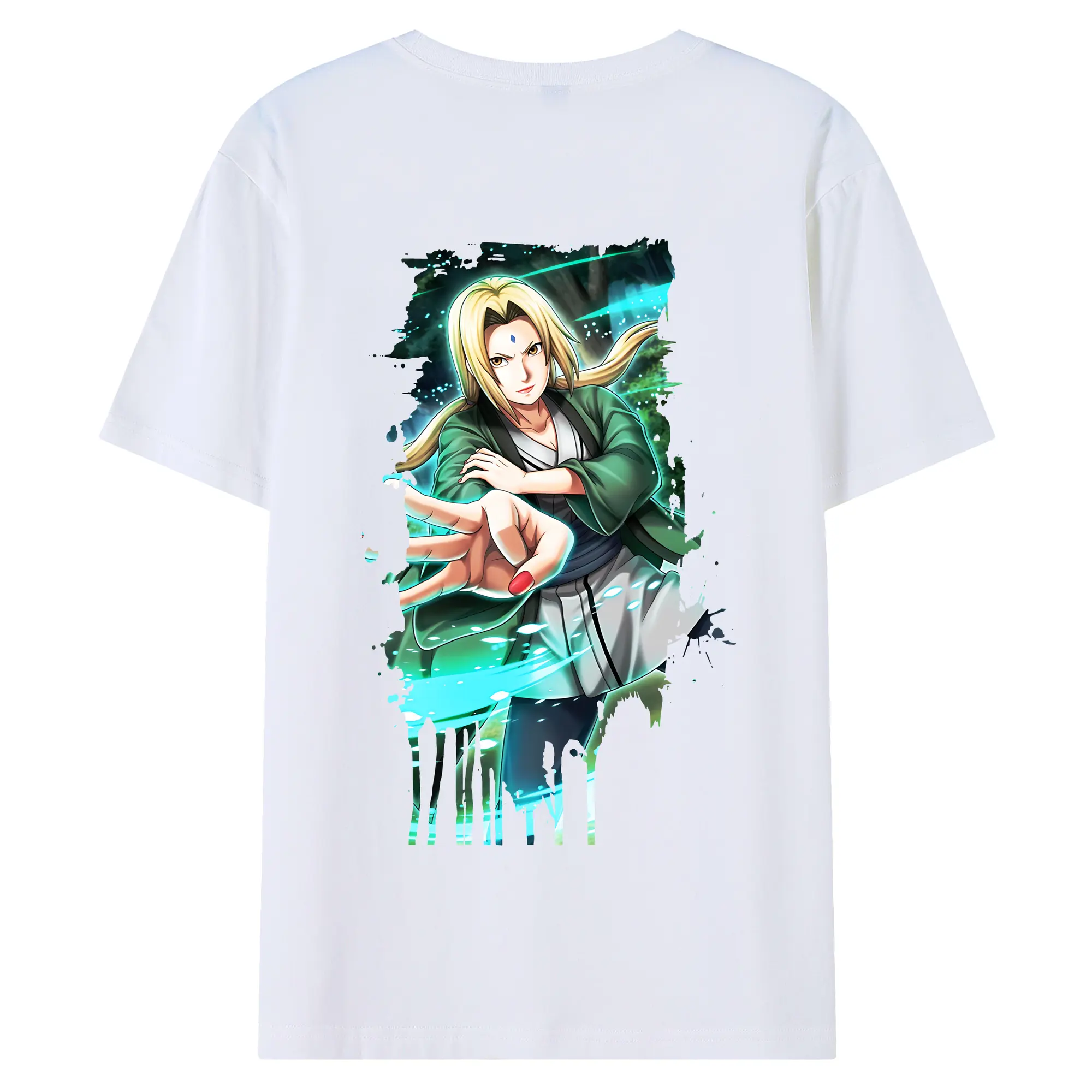 ナルト グッズ 綱手 - 綿100％ 半袖Tシャツ ・ バックプリント ・ 快適 通気性 ・ 日常使い 散歩 スポーツ用