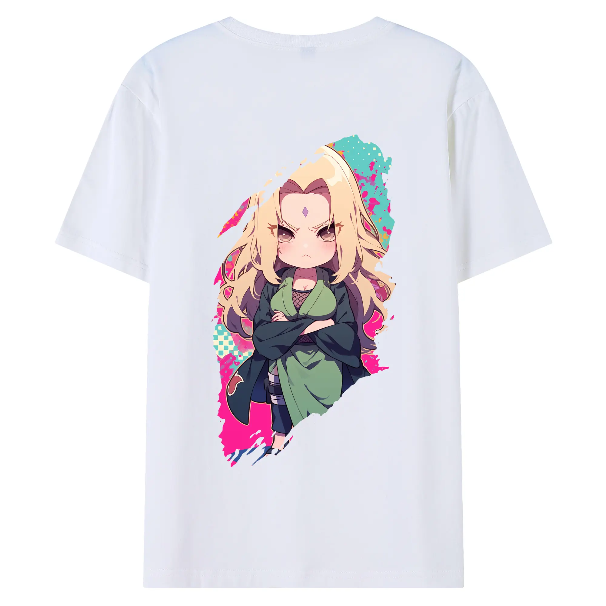 ナルト グッズ 綱手 - 綿100％ 半袖Tシャツ ・ バックプリント ・ 快適 通気性 ・ 日常使い 散歩 スポーツ用