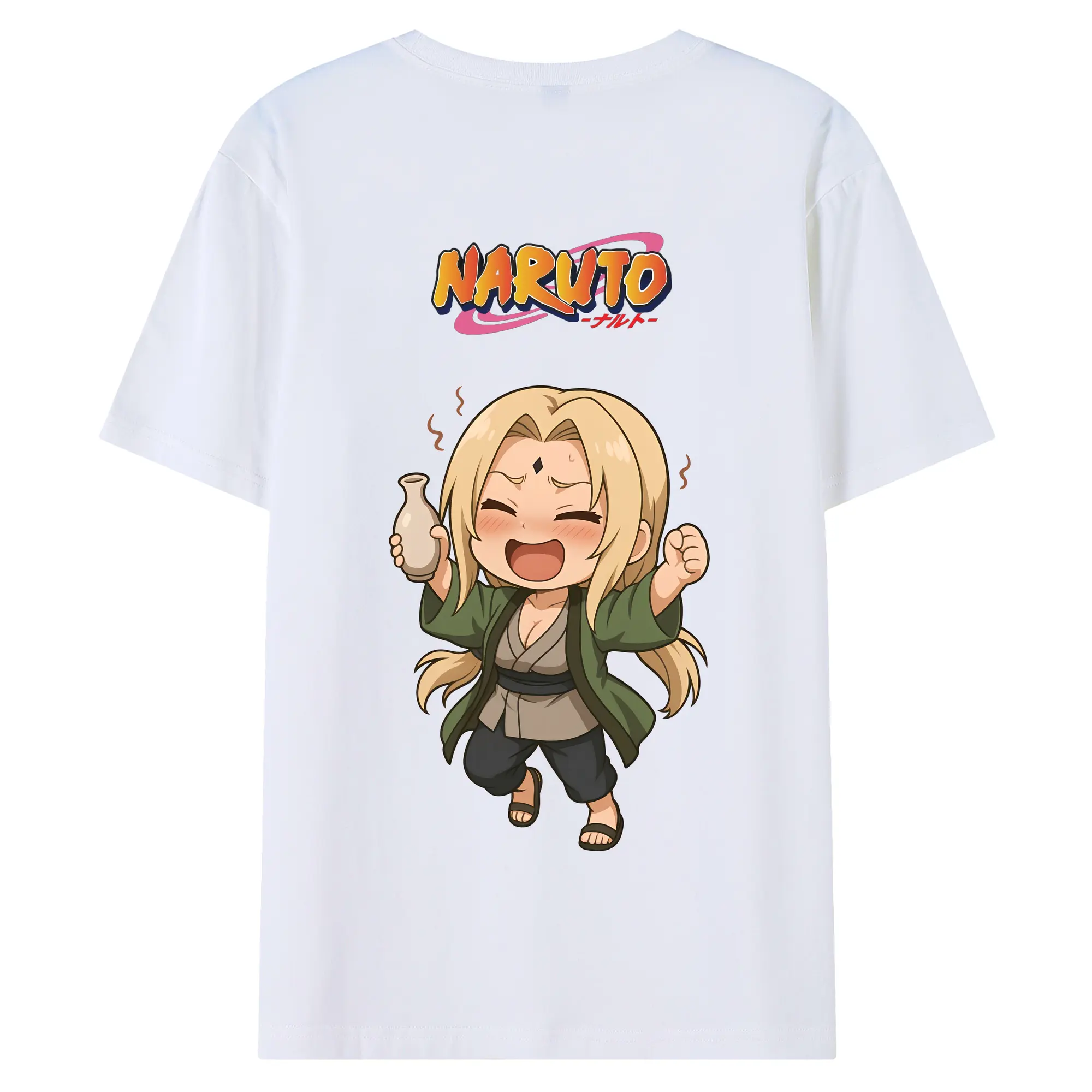 ナルト グッズ 綱手 - 綿100％ 半袖Tシャツ ・ バックプリント ・ 快適 通気性 ・ 日常使い 散歩 スポーツ用