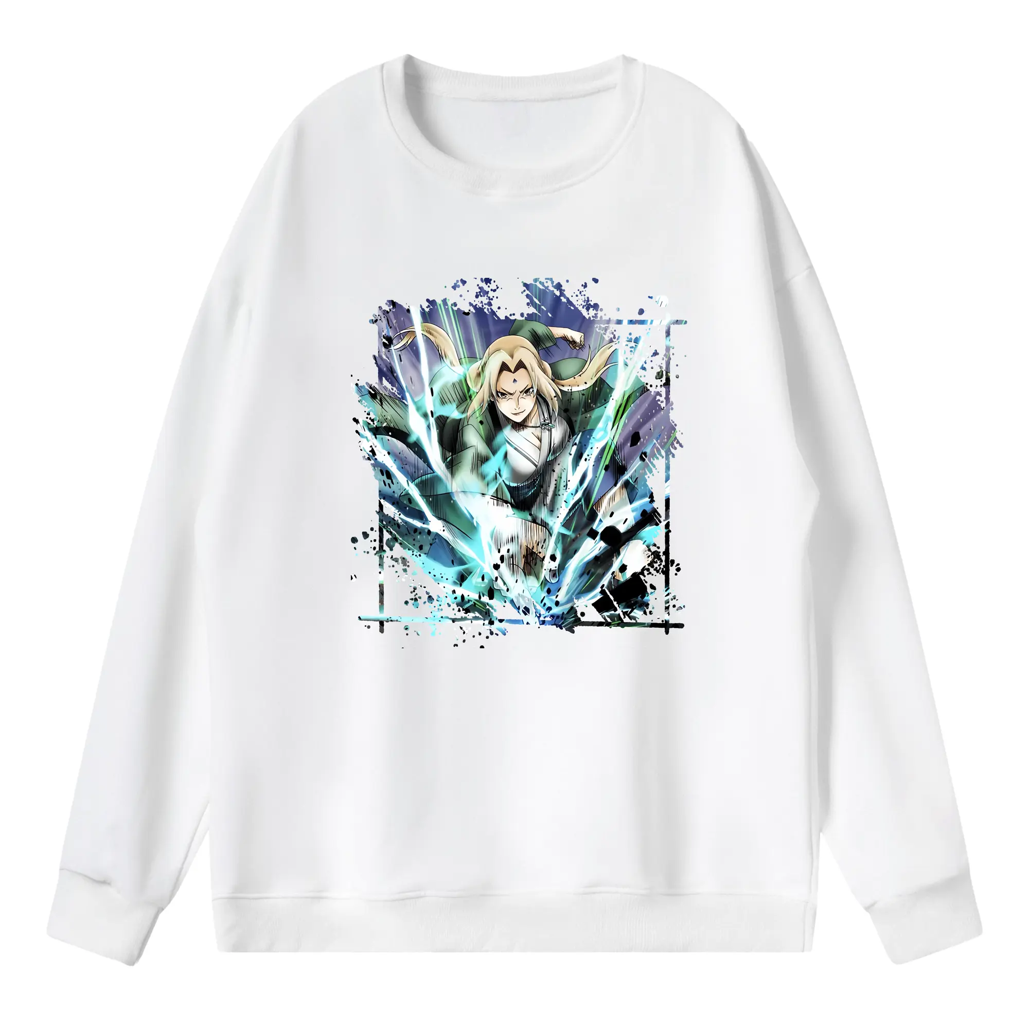 ナルト グッズ 綱手 - 薄手 クルーネック スウェット 裏毛260g · ポリエステル 春秋向け カジュアル 男女兼用 · トレーナー デイリー スポーツ 散歩に最適