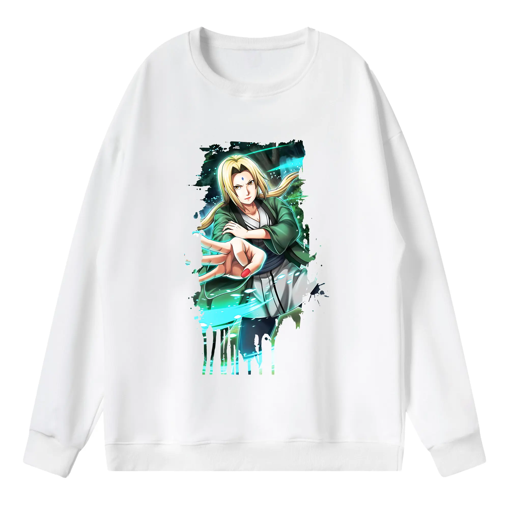 ナルト グッズ 綱手 - 薄手 クルーネック スウェット 裏毛260g · ポリエステル 春秋向け カジュアル 男女兼用 · トレーナー デイリー スポーツ 散歩に最適