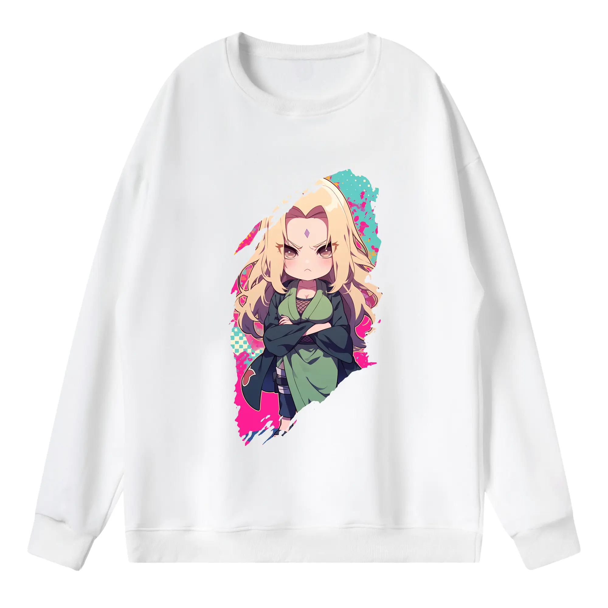 ナルト グッズ 綱手 - 薄手 クルーネック スウェット 裏毛260g · ポリエステル 春秋向け カジュアル 男女兼用 · トレーナー デイリー スポーツ 散歩に最適