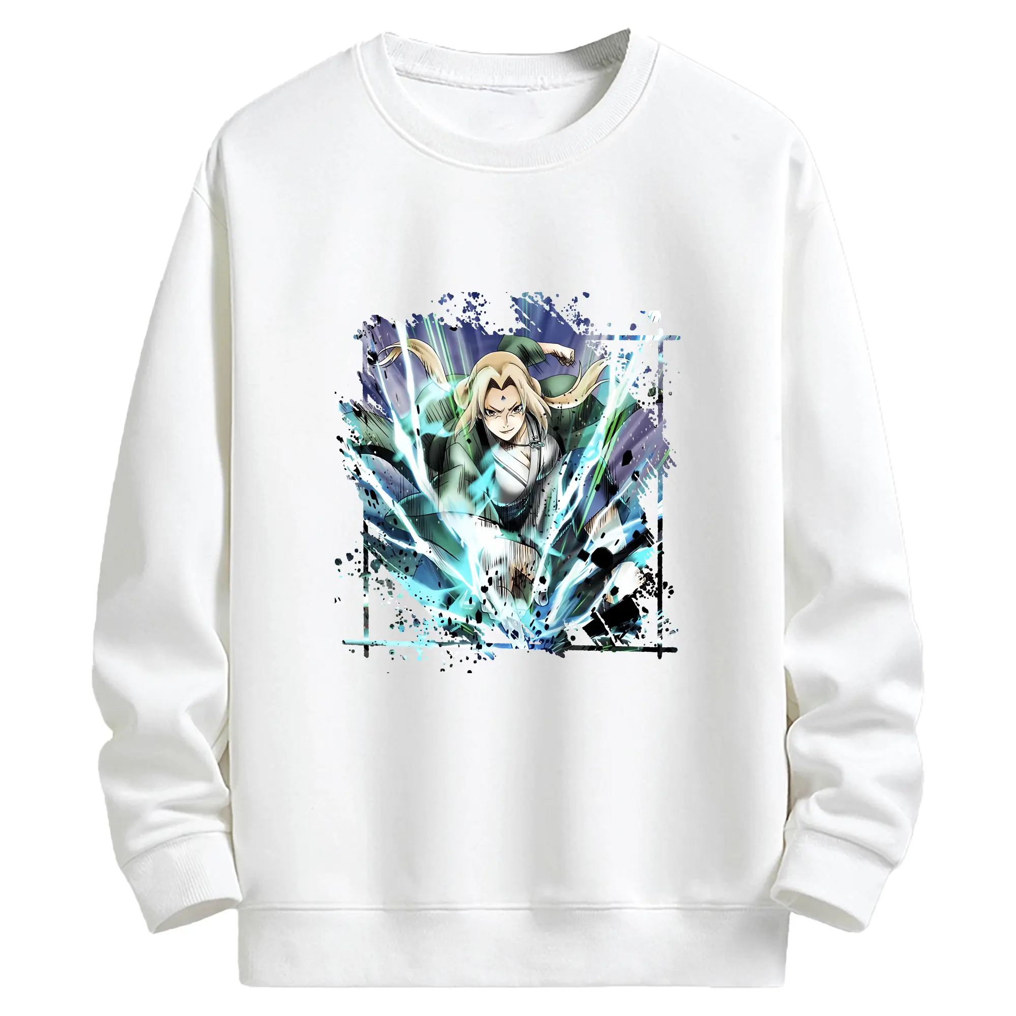 ナルト グッズ 綱手 - キッズ クルーネックスウェットシャツ ・ フロントプリント ・ 綿80％ ポリエステル20％ ・ 快適 通学 スポーツ 日常使い お散歩用