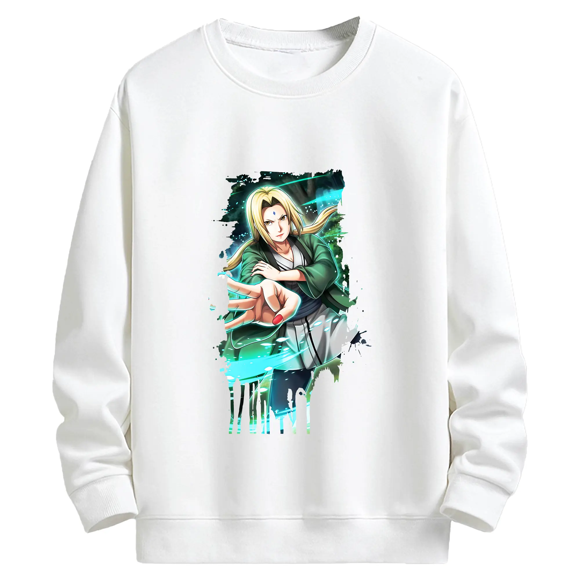 ナルト グッズ 綱手 - キッズ クルーネックスウェットシャツ ・ フロントプリント ・ 綿80％ ポリエステル20％ ・ 快適 通学 スポーツ 日常使い お散歩用