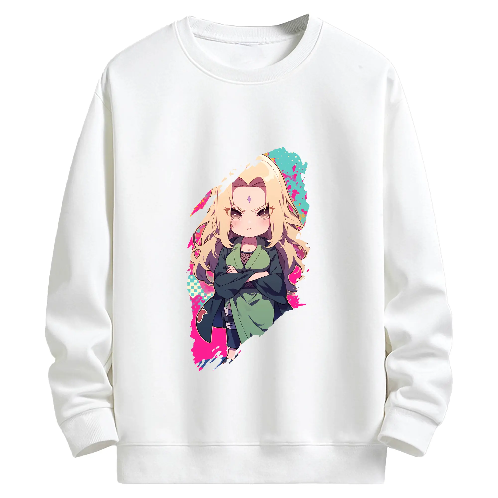 ナルト グッズ 綱手 - キッズ クルーネックスウェットシャツ ・ フロントプリント ・ 綿80％ ポリエステル20％ ・ 快適 通学 スポーツ 日常使い お散歩用