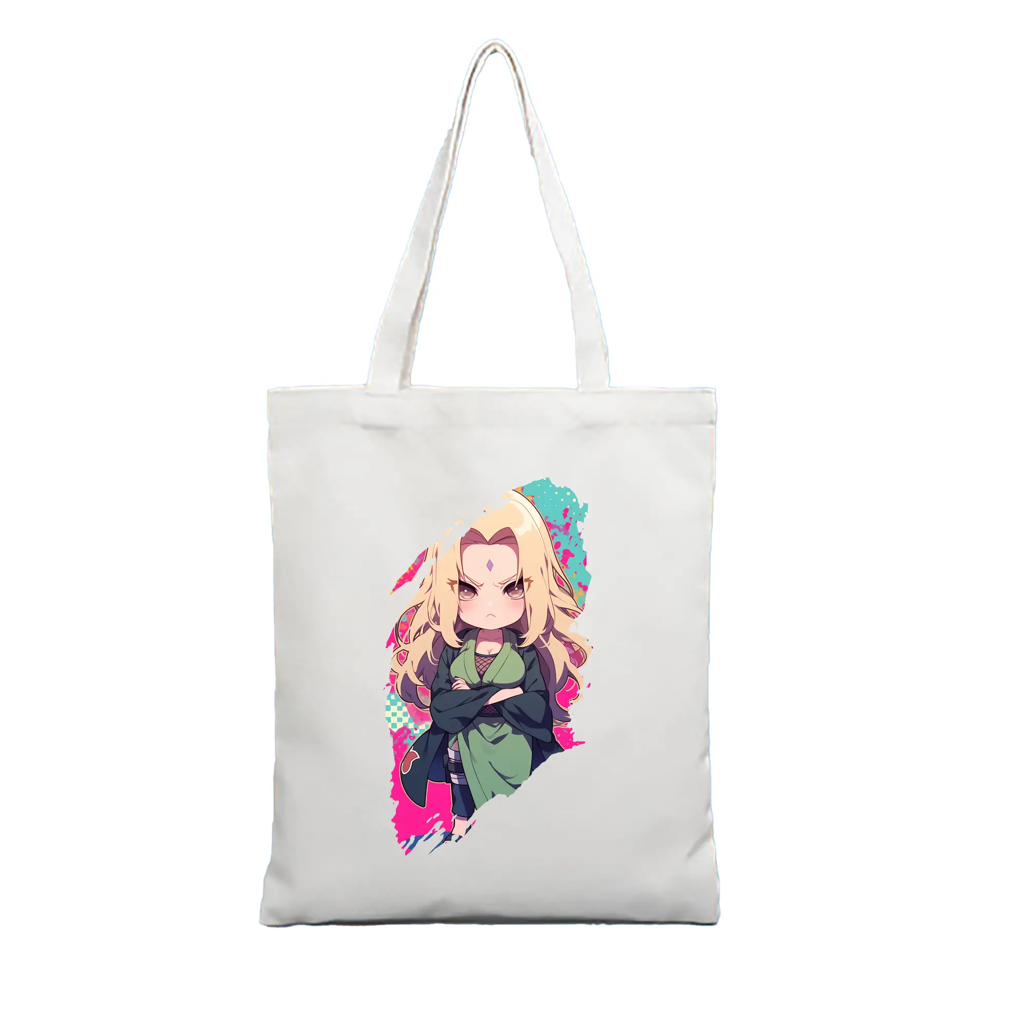 ナルト グッズ 綱手 - 縦型キャンバス手提げバッグ（トートバッグ） ・ キャンバス素材 ・ ショッピング用 ・ 軽量 丈夫 お手入れ簡単