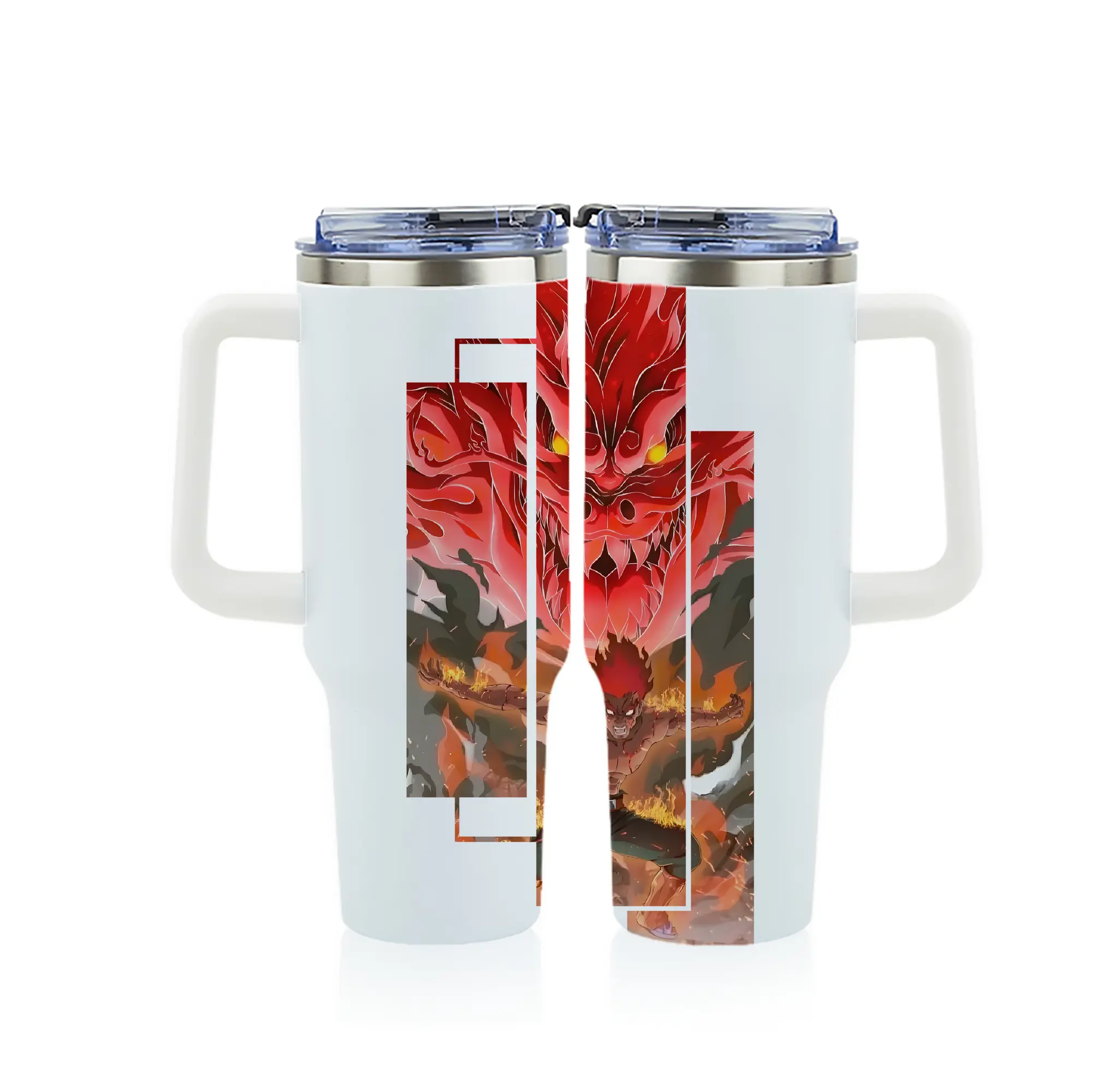 ナルト グッズ マイト・ガイ - 1200mL フルプリント車用タンブラー ・ 304ステンレス 内側 ・ 201ステンレス 外側 ・ 保温 保冷 ・ 通勤 ドライブ アウトドア用