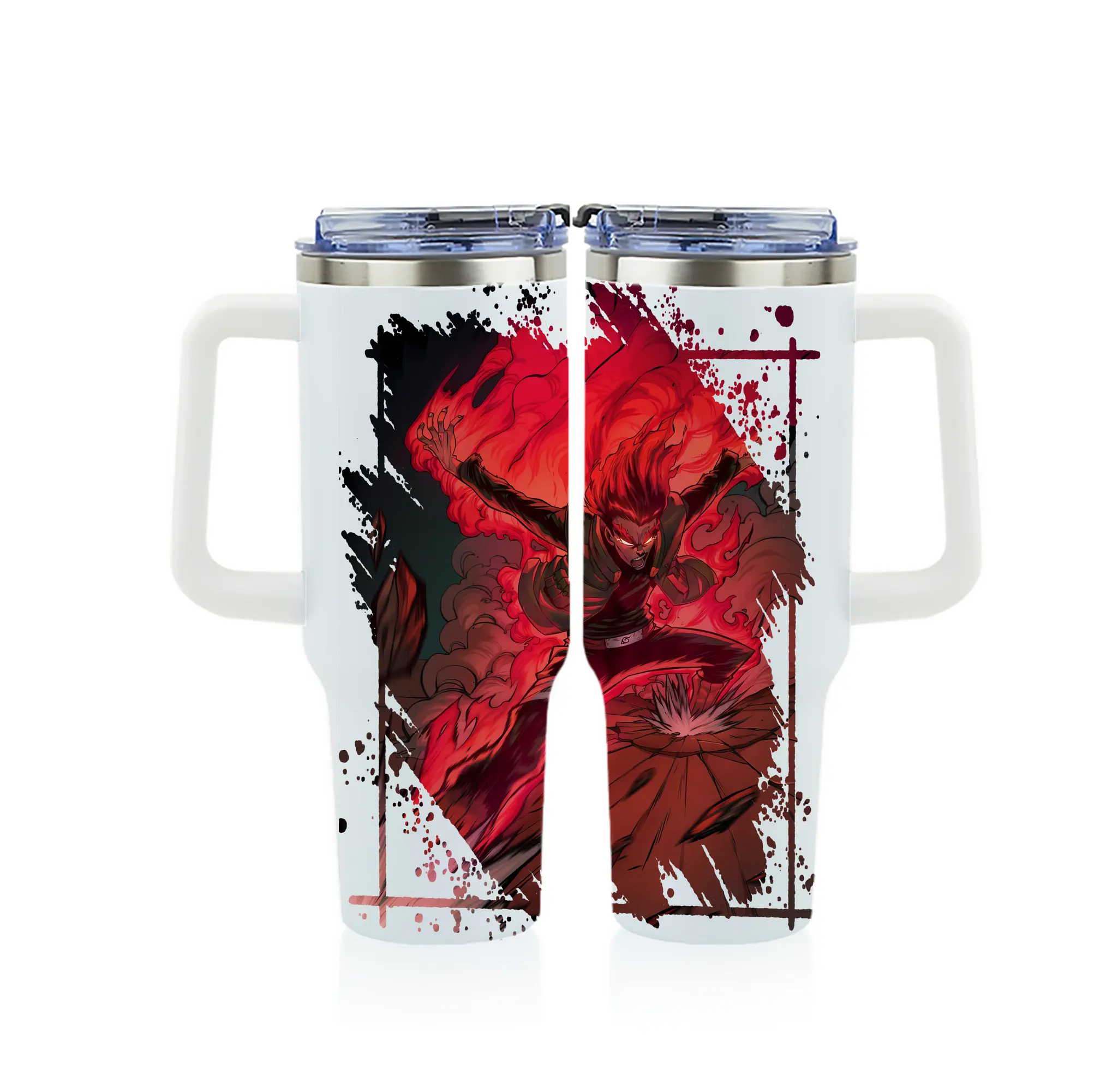 ナルト グッズ マイト・ガイ - 1200mL フルプリント車用タンブラー ・ 304ステンレス 内側 ・ 201ステンレス 外側 ・ 保温 保冷 ・ 通勤 ドライブ アウトドア用