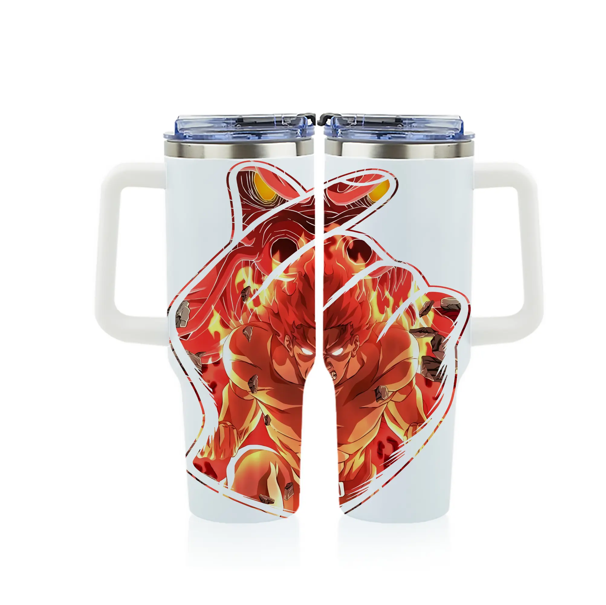 ナルト グッズ マイト・ガイ - 1200mL フルプリント車用タンブラー ・ 304ステンレス 内側 ・ 201ステンレス 外側 ・ 保温 保冷 ・ 通勤 ドライブ アウトドア用